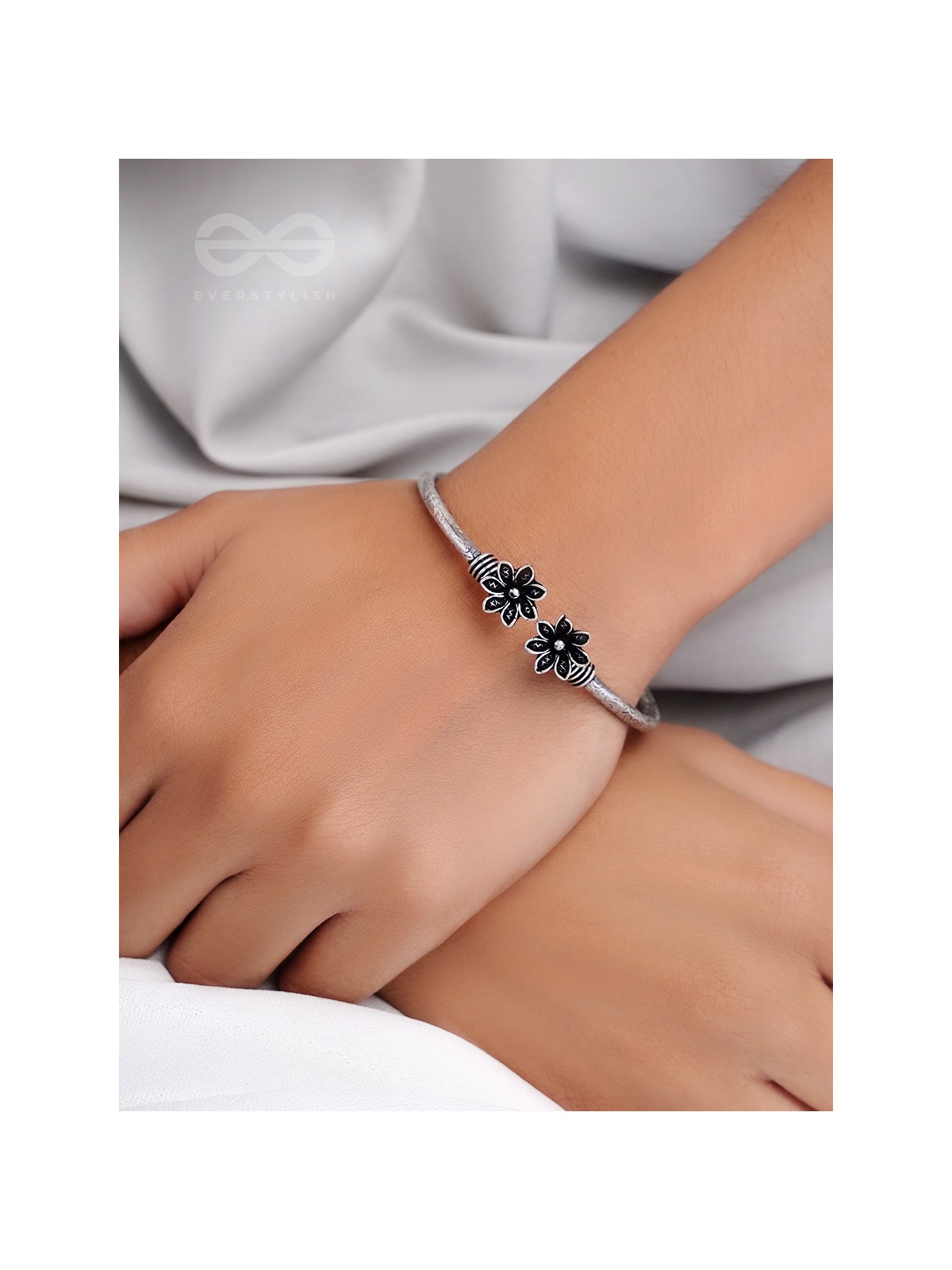 The Early Bloomer- Oxidised Bangle Bracelet