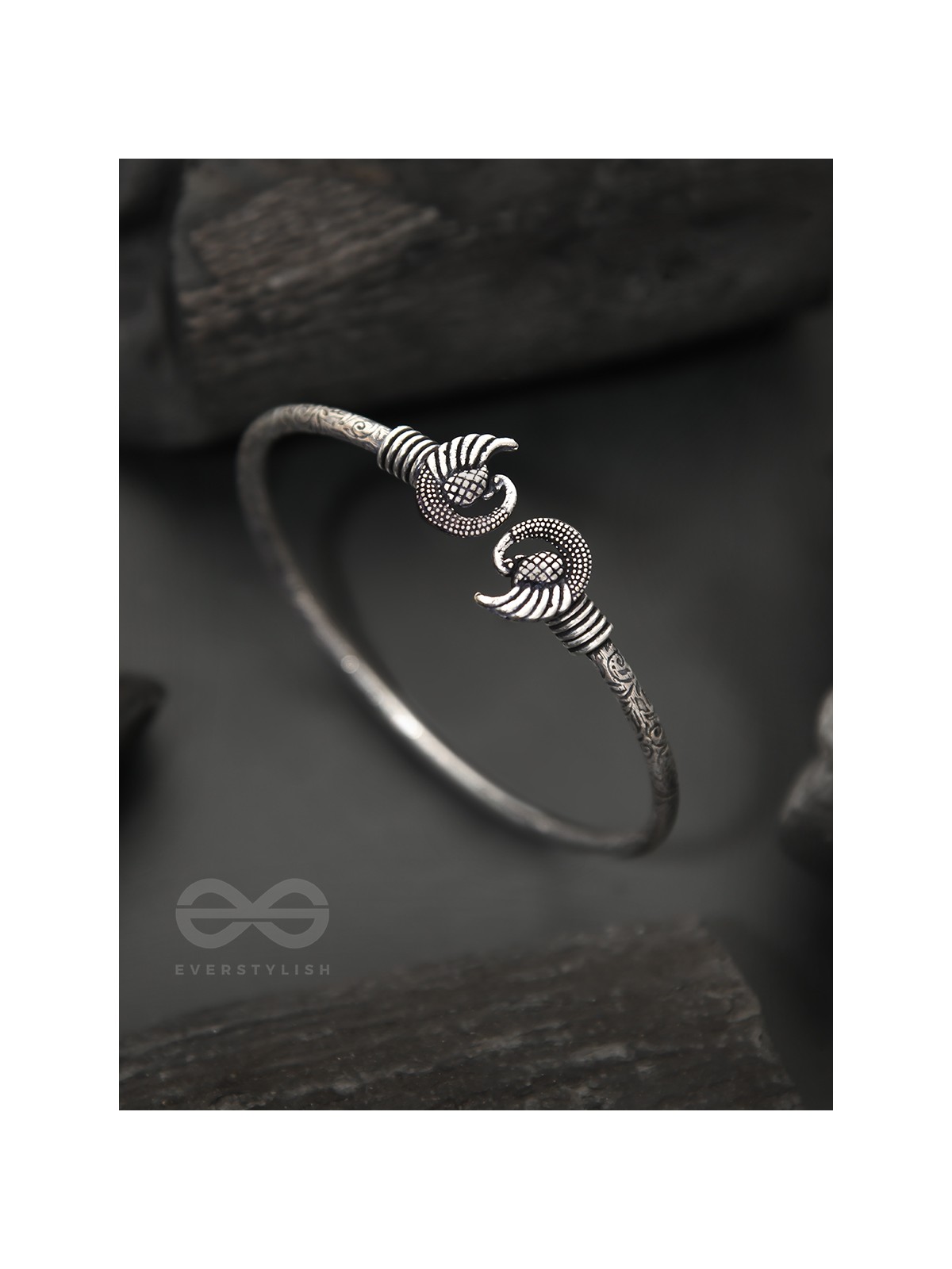 The Black Swan- Oxidised Bangle Bracelet