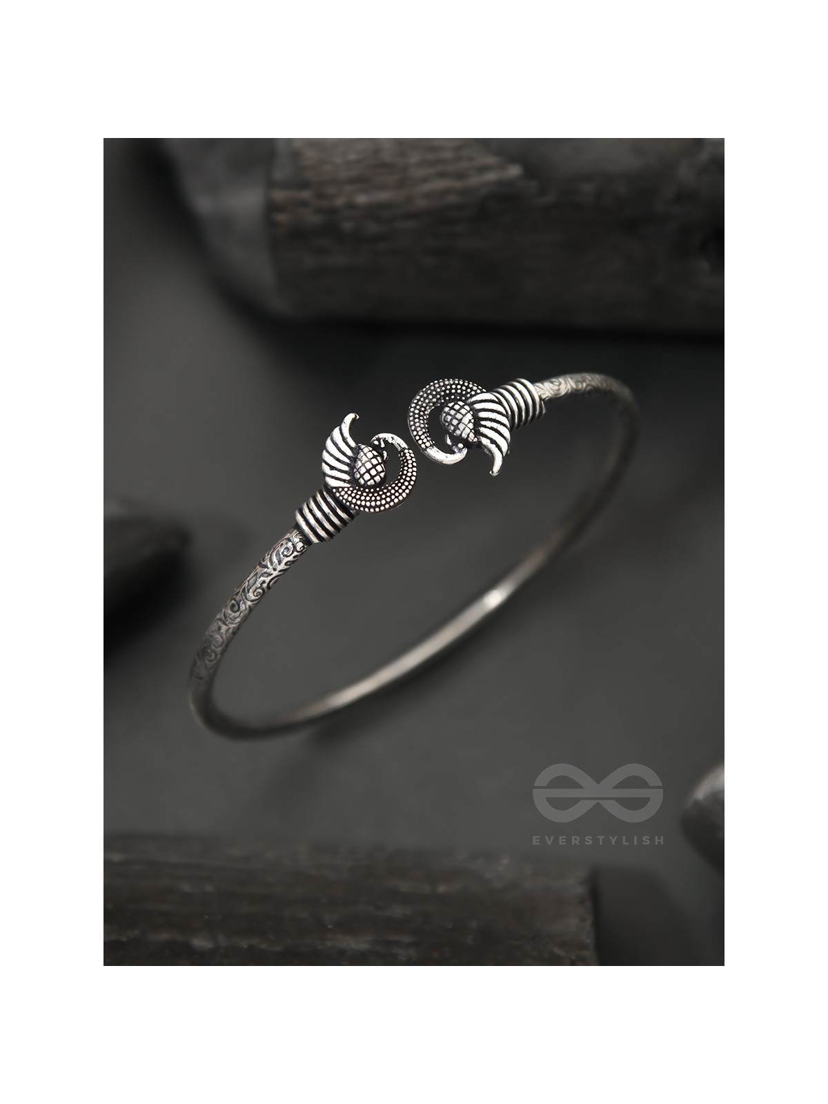 The Black Swan- Oxidised Bangle Bracelet