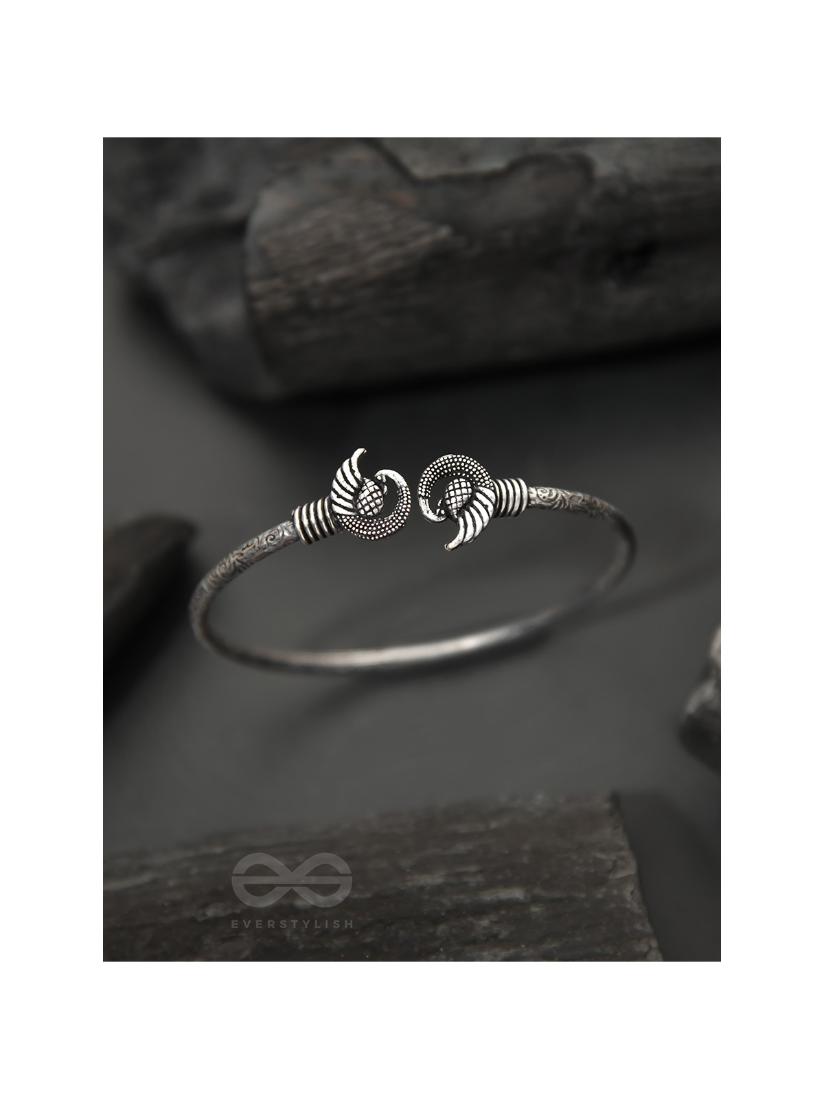 The Black Swan- Oxidised Bangle Bracelet