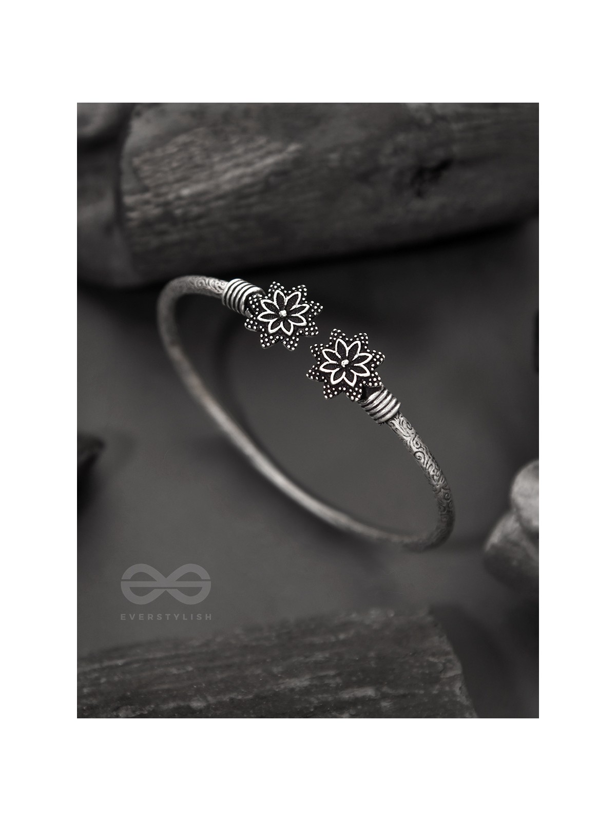 Ups-a-Daisy- Oxidised Bangle Bracelet