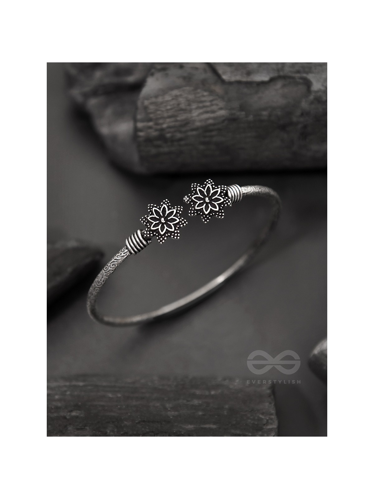 Ups-a-Daisy- Oxidised Bangle Bracelet