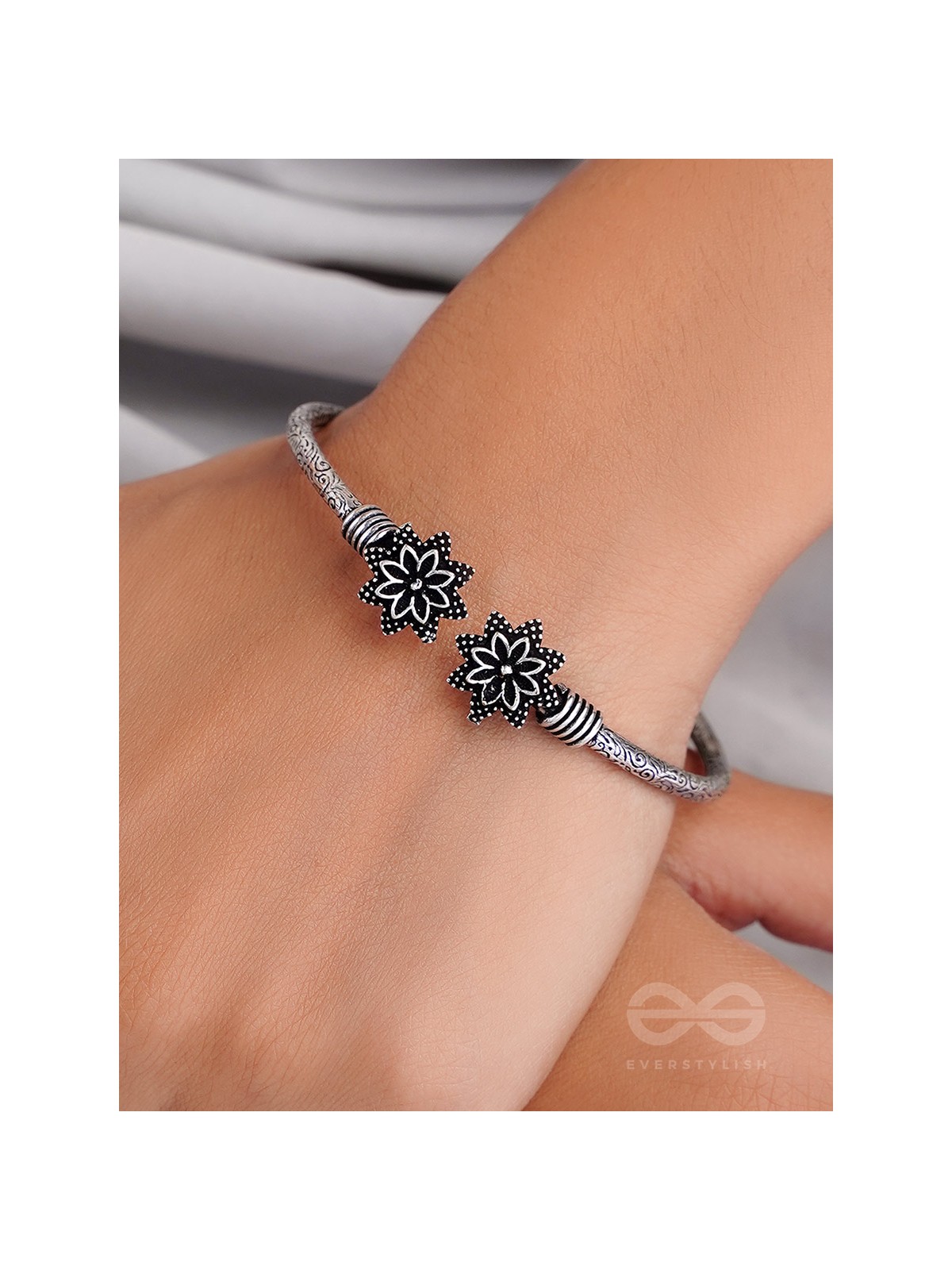 Ups-a-Daisy- Oxidised Bangle Bracelet