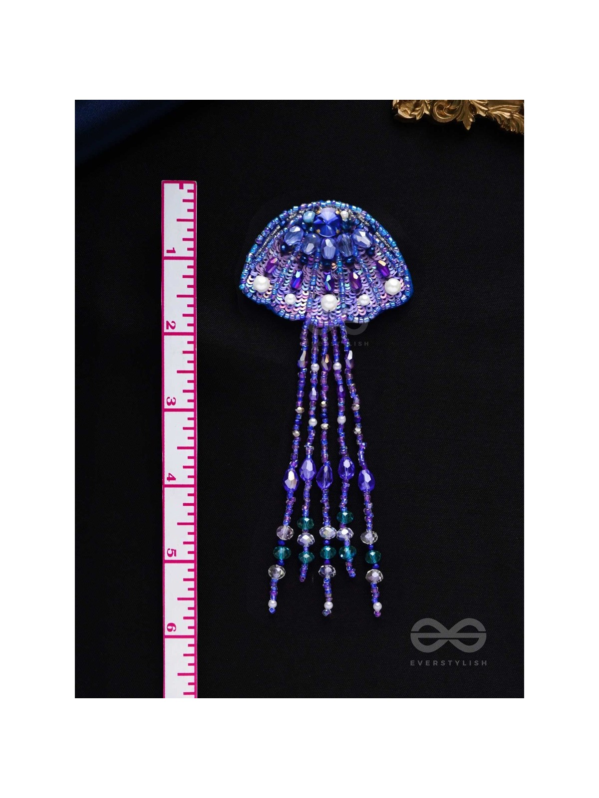 Nidusha- The Enigmatic Fish - Stones and Sequins Embroidered Earrings