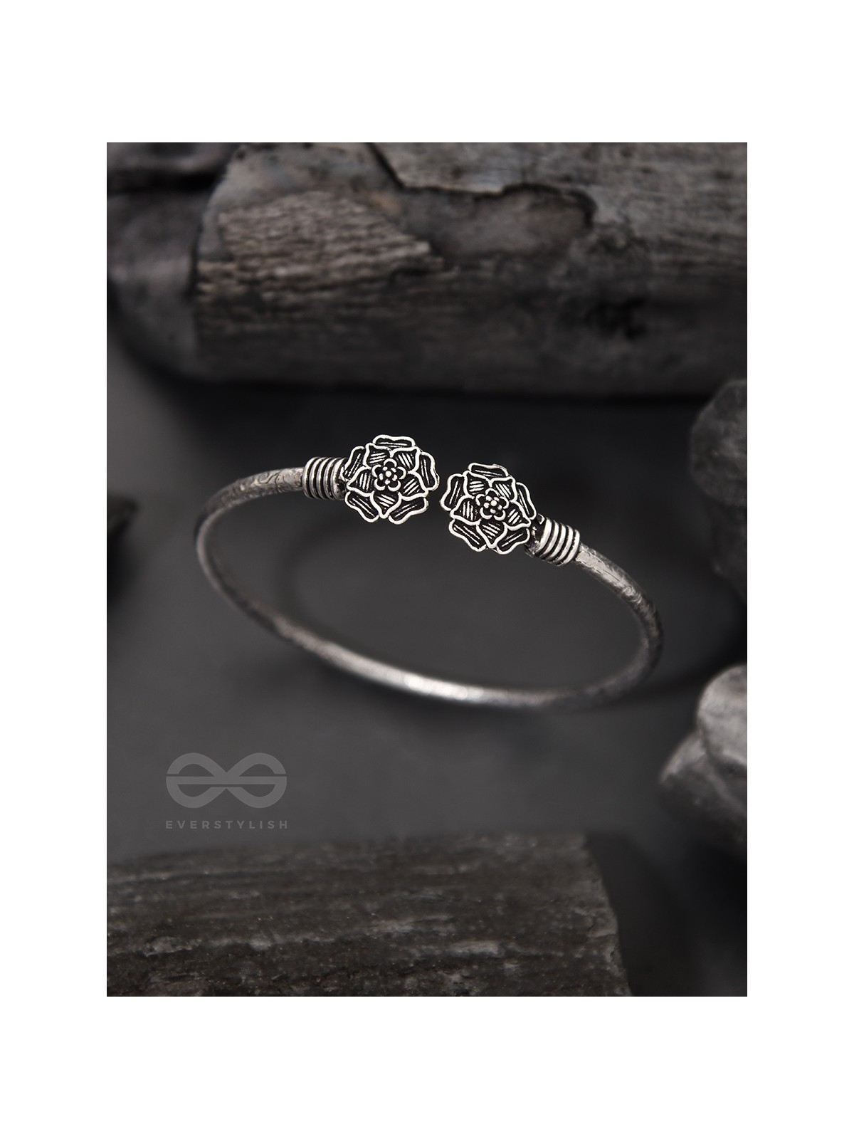 Full Bloom - Oxidised Bangle Bracelet