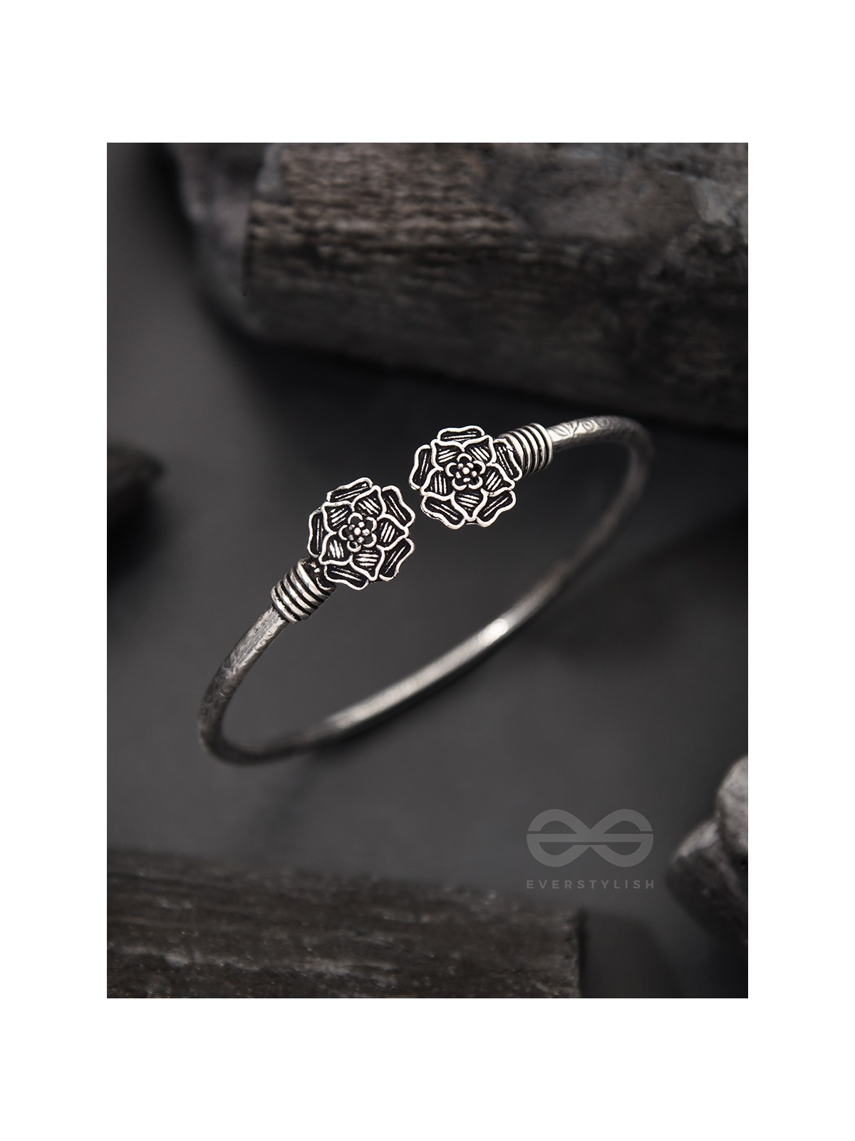 Full Bloom - Oxidised Bangle Bracelet