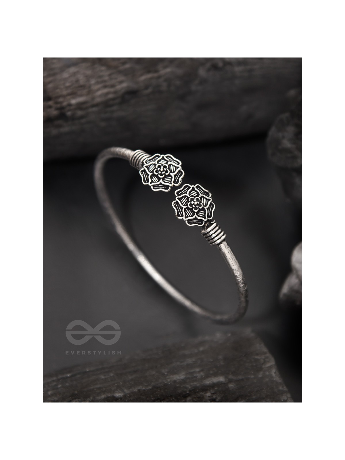 Full Bloom - Oxidised Bangle Bracelet