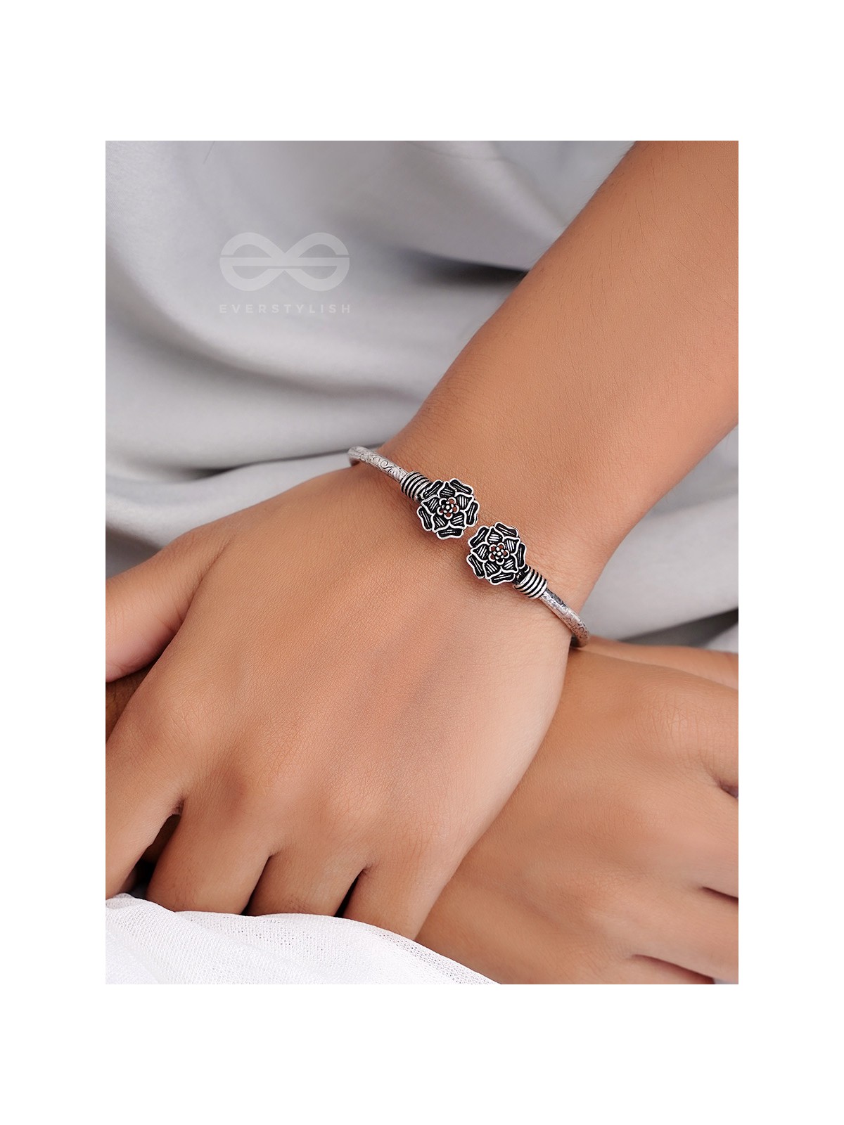 Full Bloom - Oxidised Bangle Bracelet