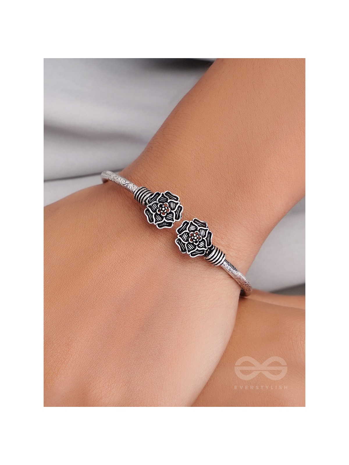 Full Bloom - Oxidised Bangle Bracelet