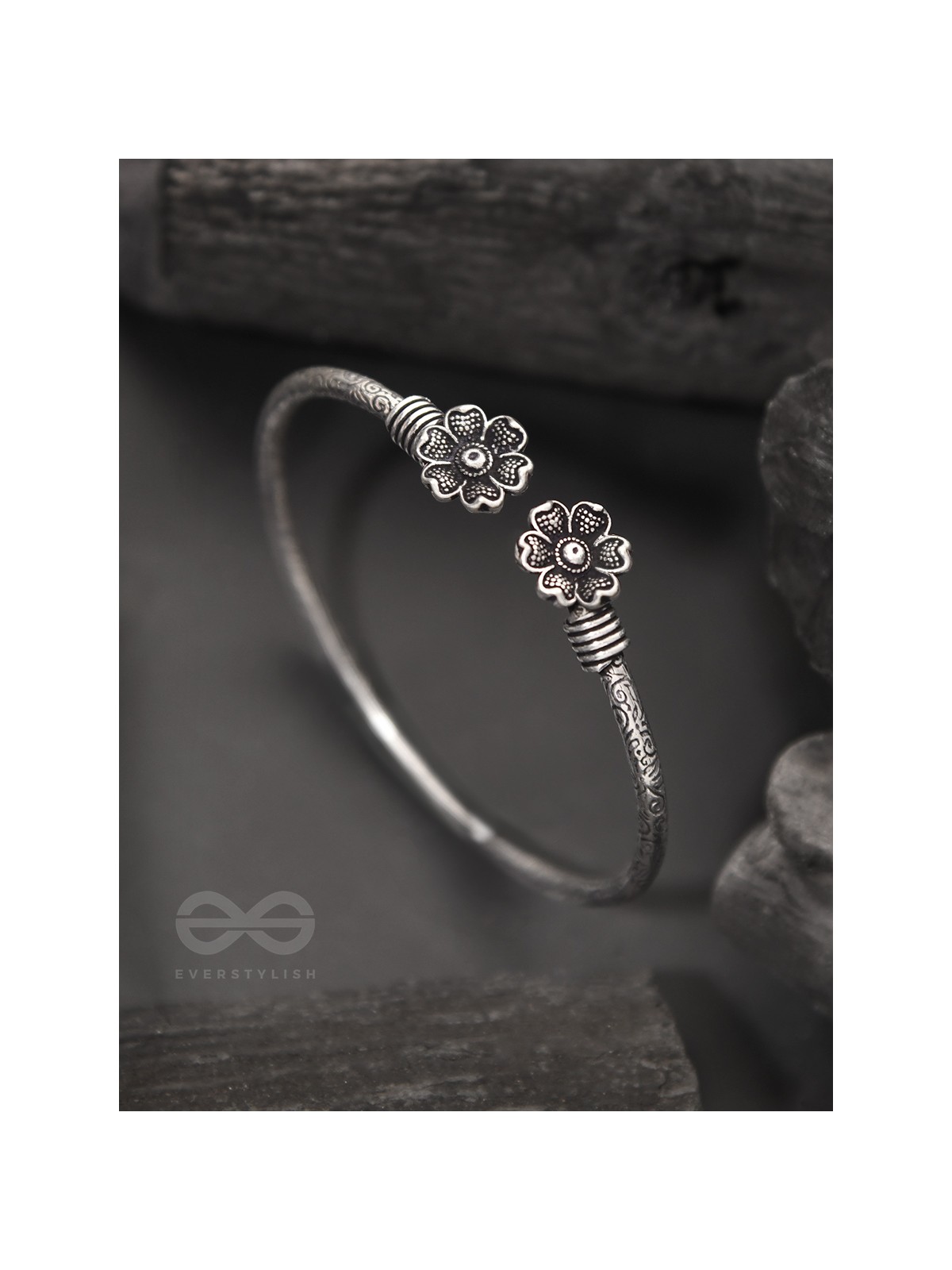 Shrinking Violets- Oxidised Bangle Bracelet