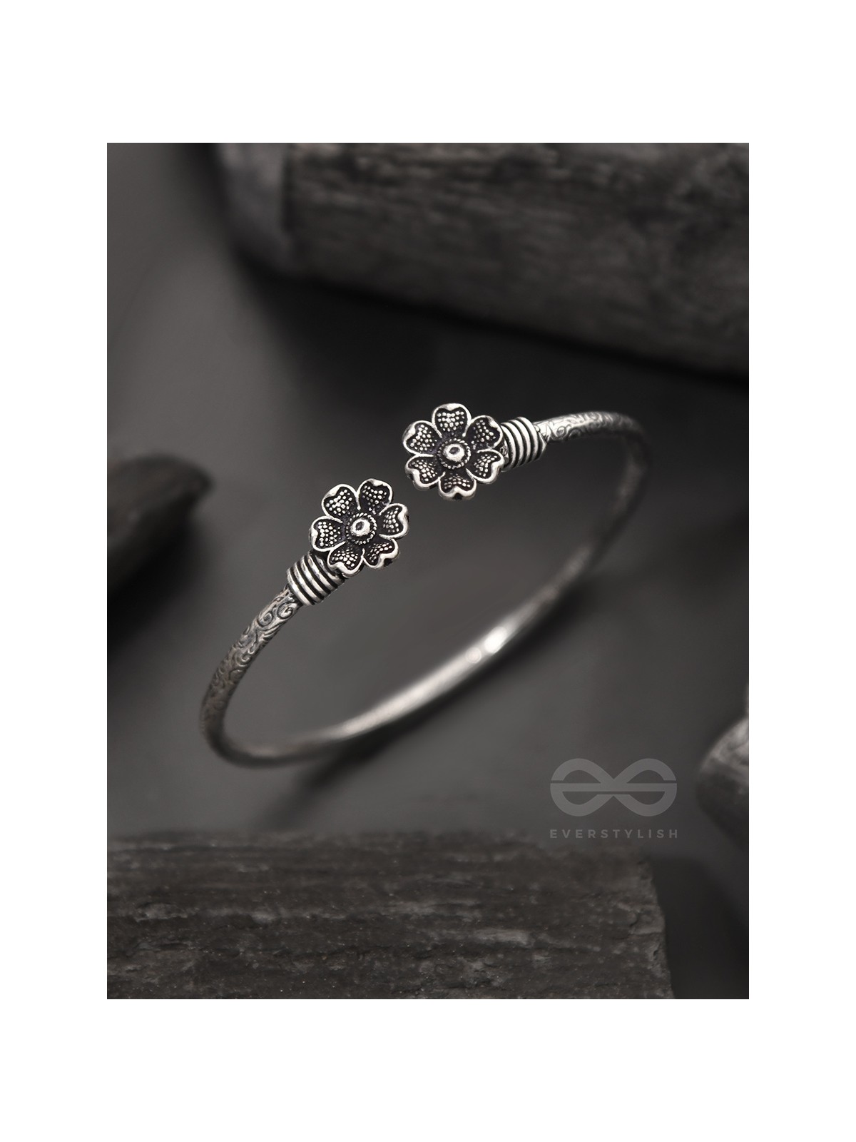 Shrinking Violets- Oxidised Bangle Bracelet