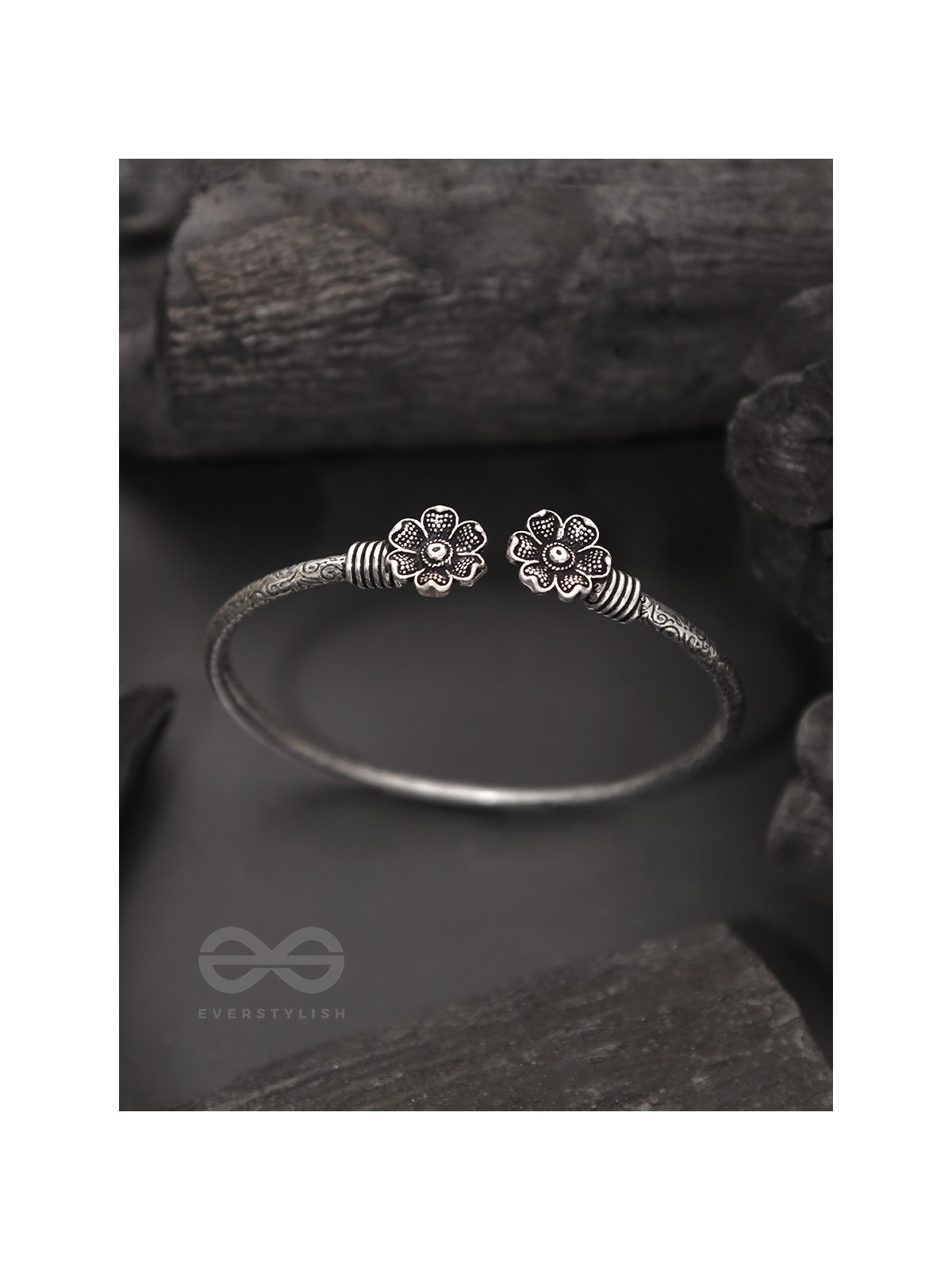 Shrinking Violets- Oxidised Bangle Bracelet