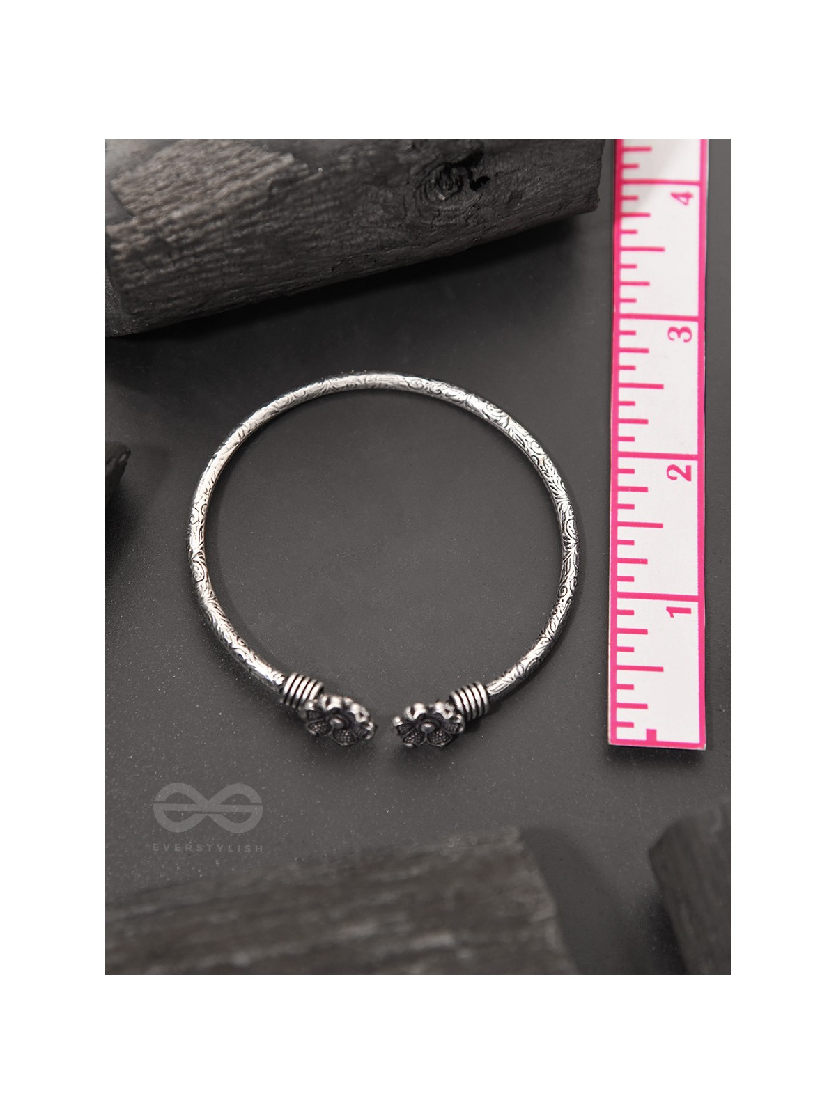 Shrinking Violets- Oxidised Bangle Bracelet