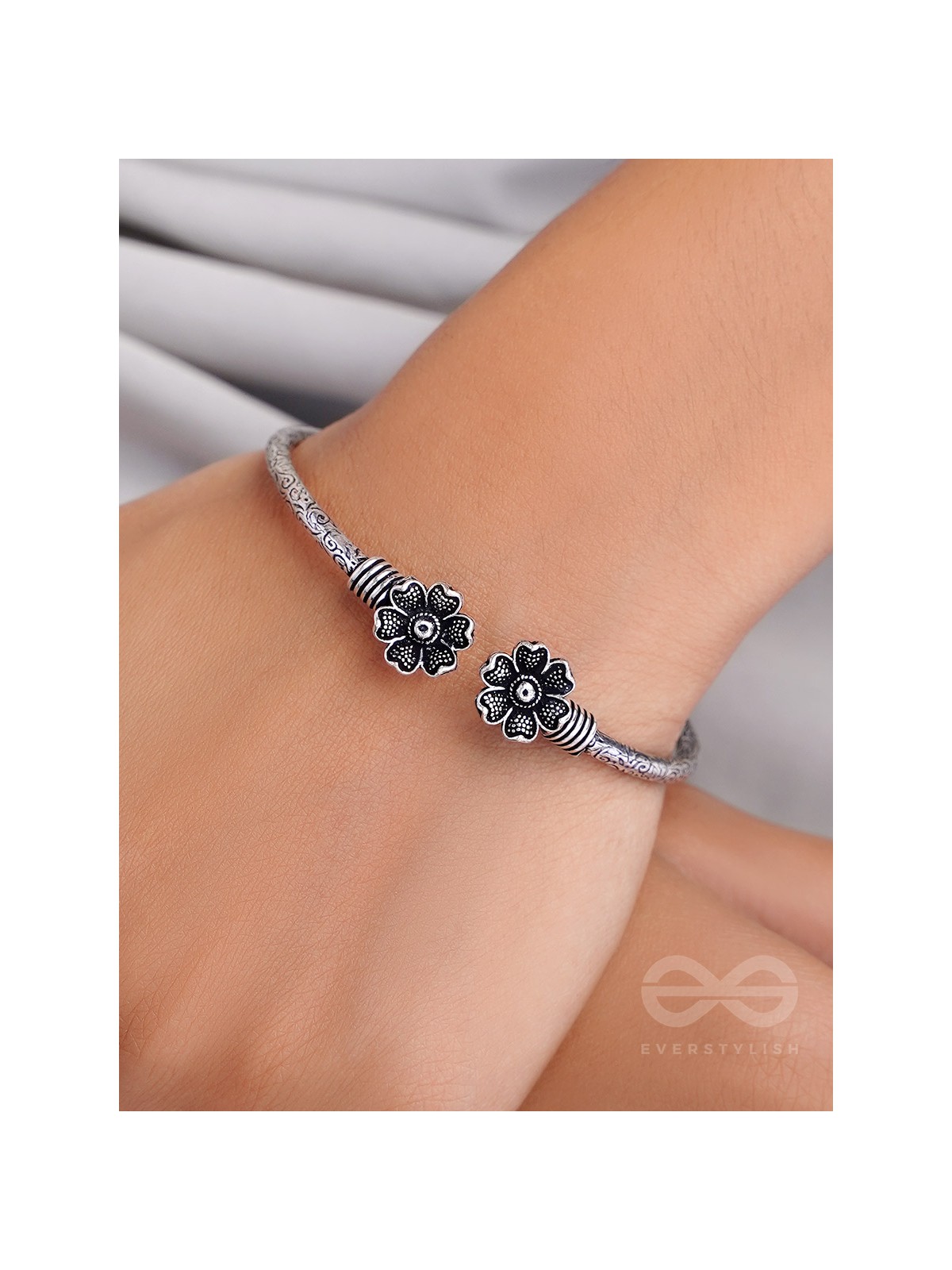 Shrinking Violets- Oxidised Bangle Bracelet