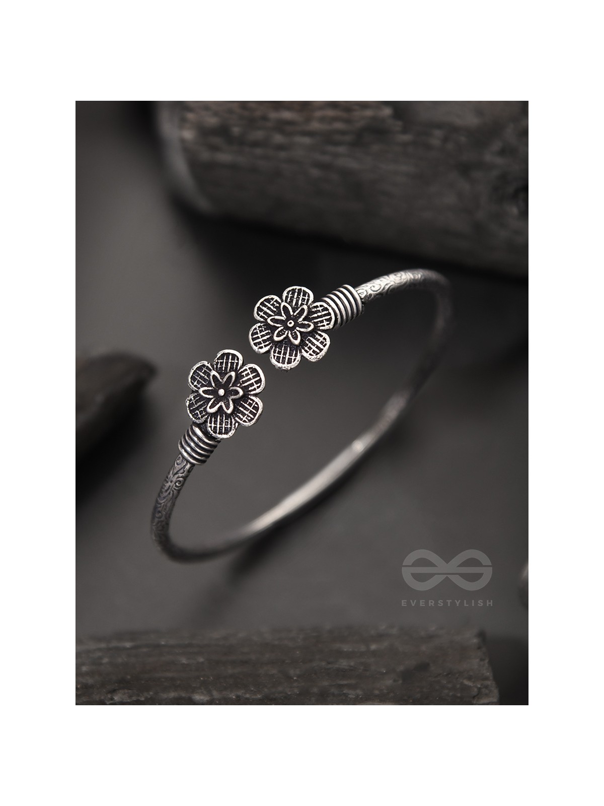Fancy Florets - Oxidised Bangle Bracelet