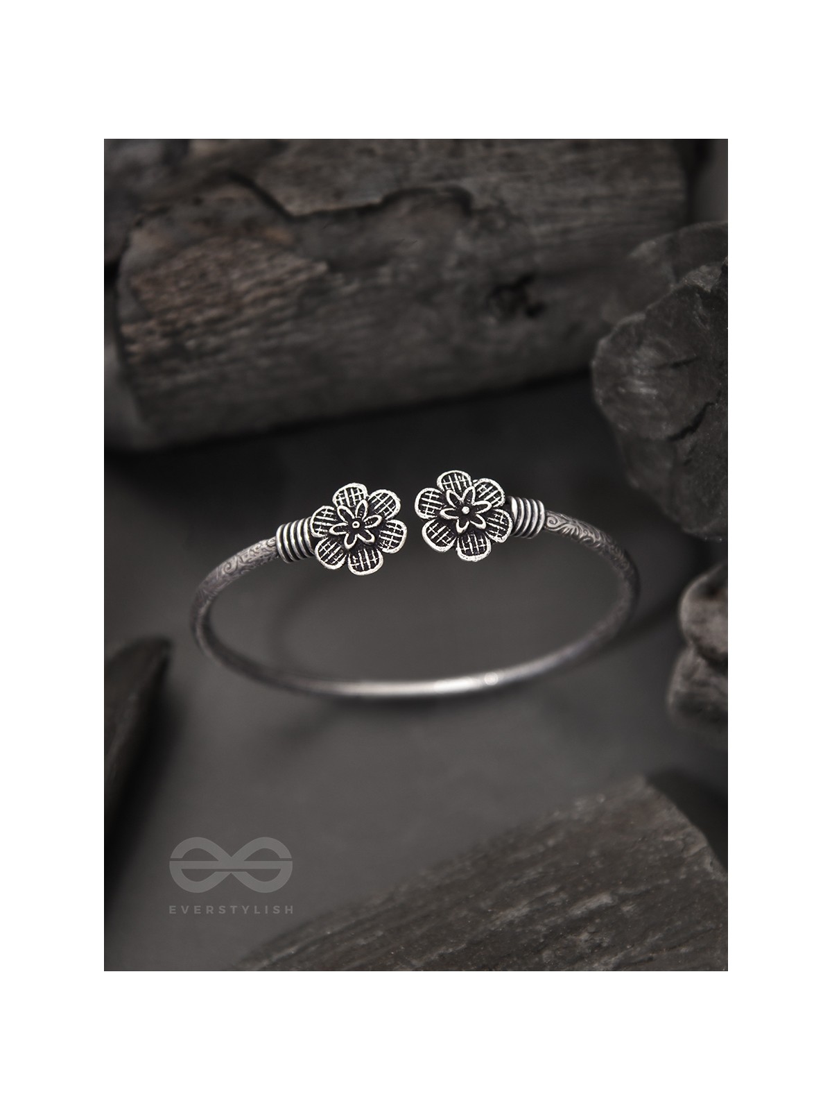 Fancy Florets - Oxidised Bangle Bracelet