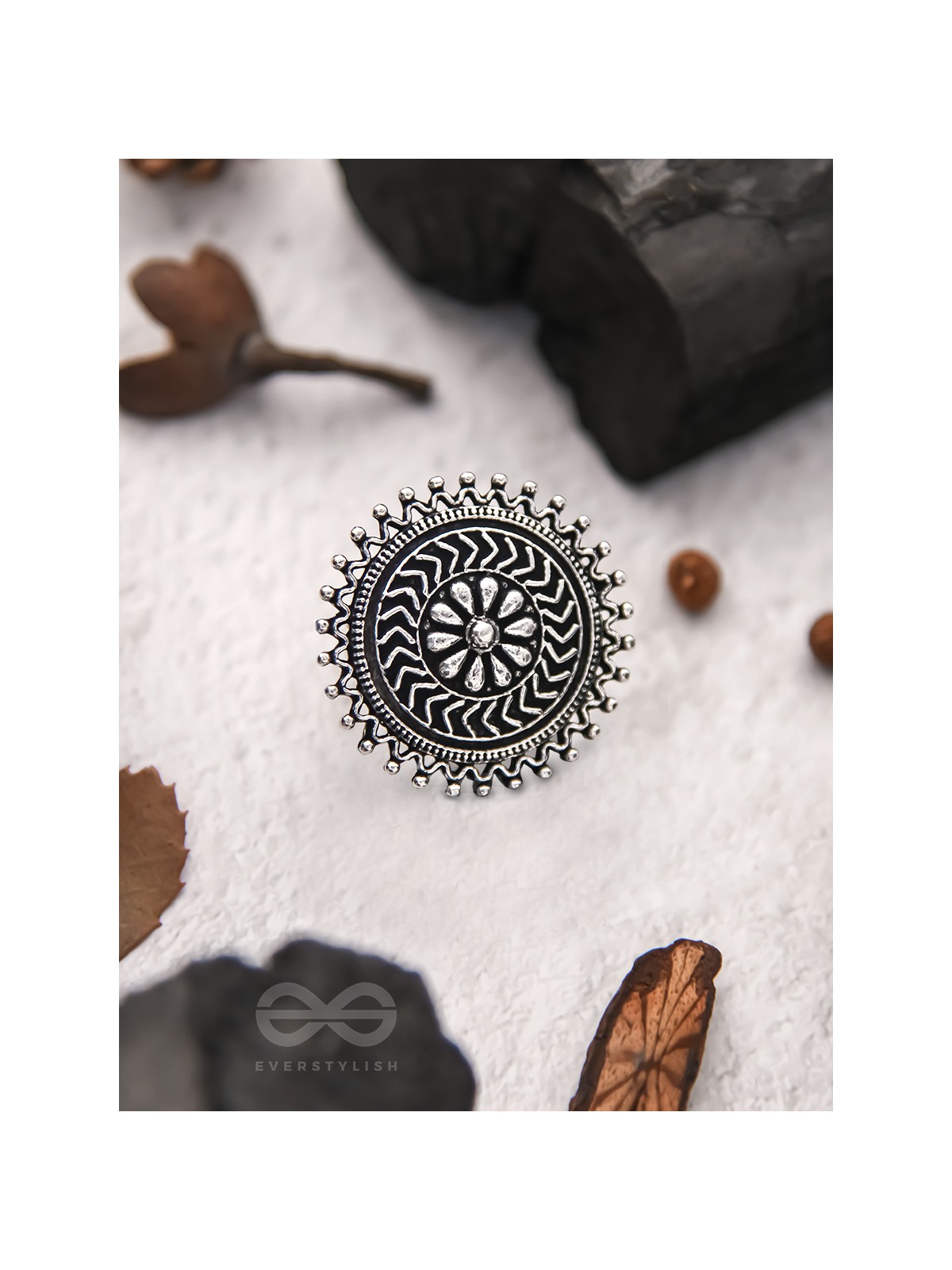 The Moonlit Fantasy- Oxidised Statement Ring