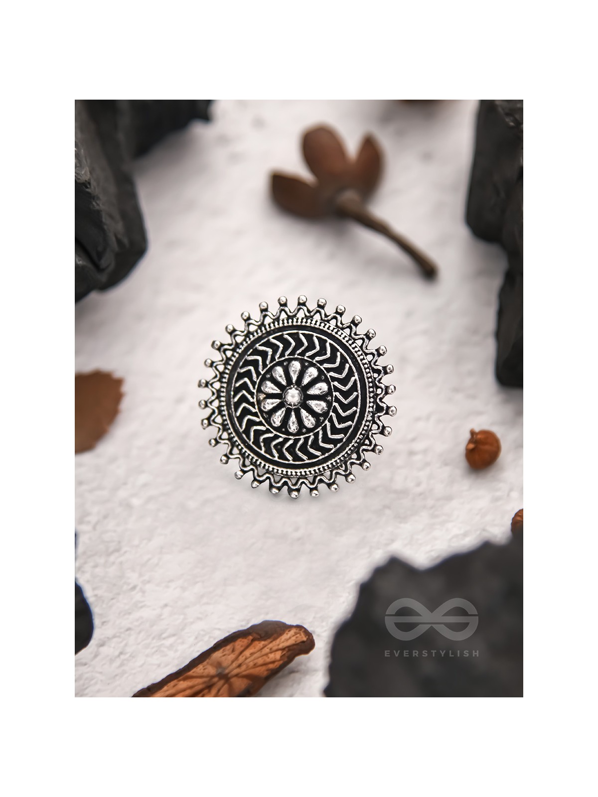 The Moonlit Fantasy- Oxidised Statement Ring