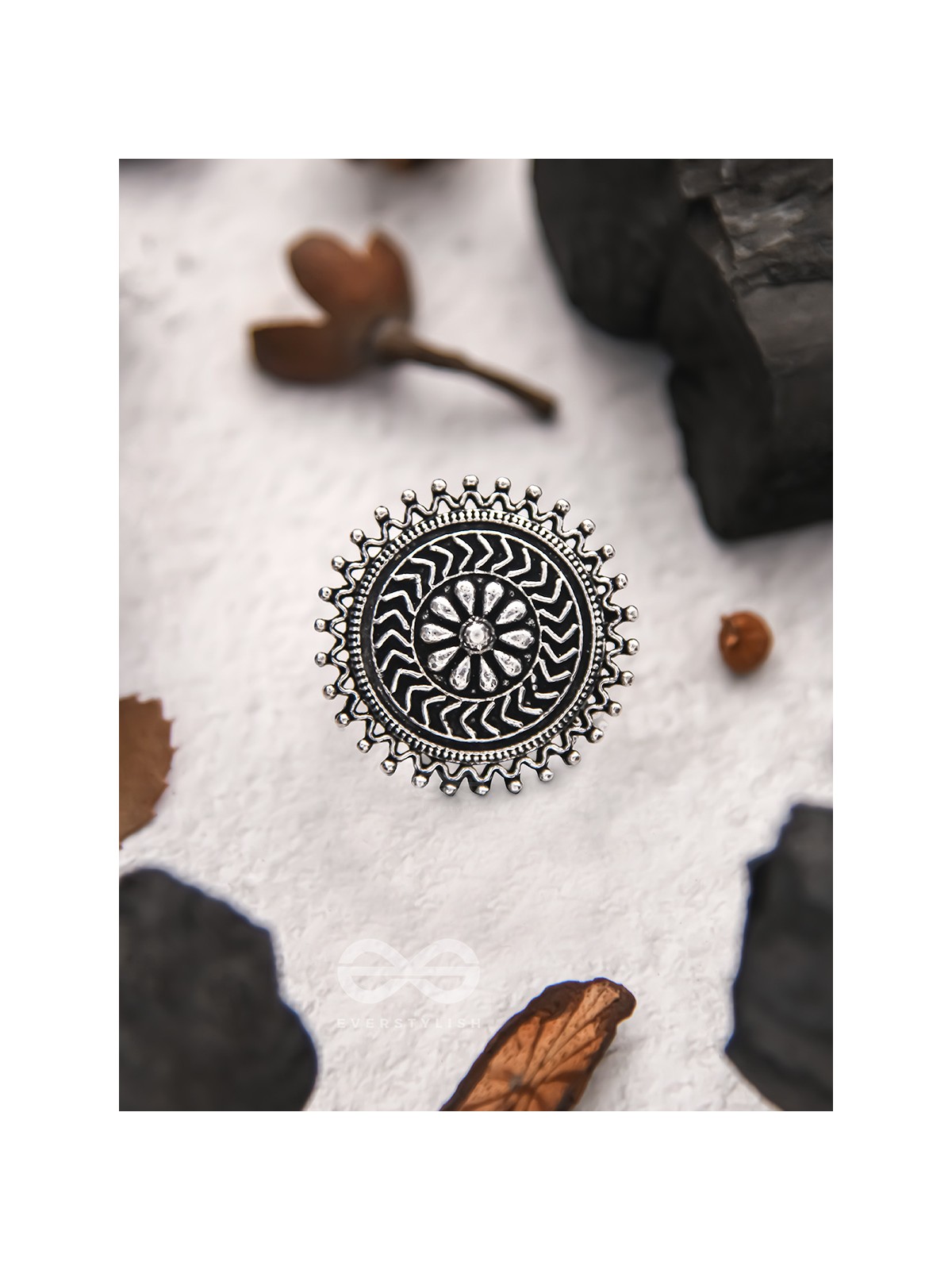 The Moonlit Fantasy- Oxidised Statement Ring