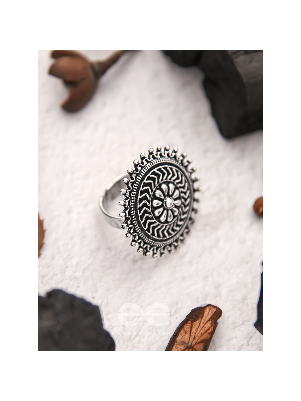 The Moonlit Fantasy- Oxidised Statement Ring