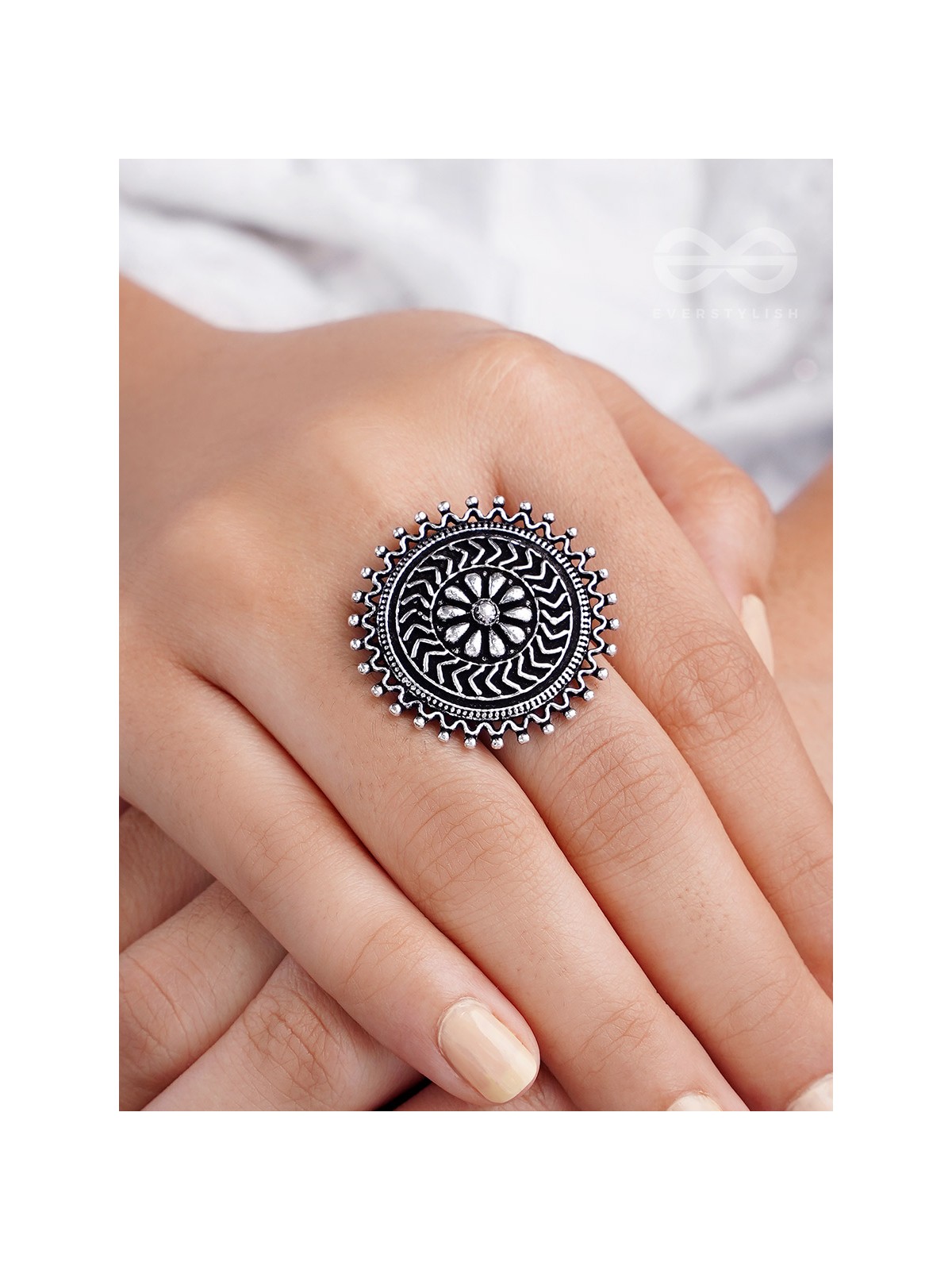 The Moonlit Fantasy- Oxidised Statement Ring