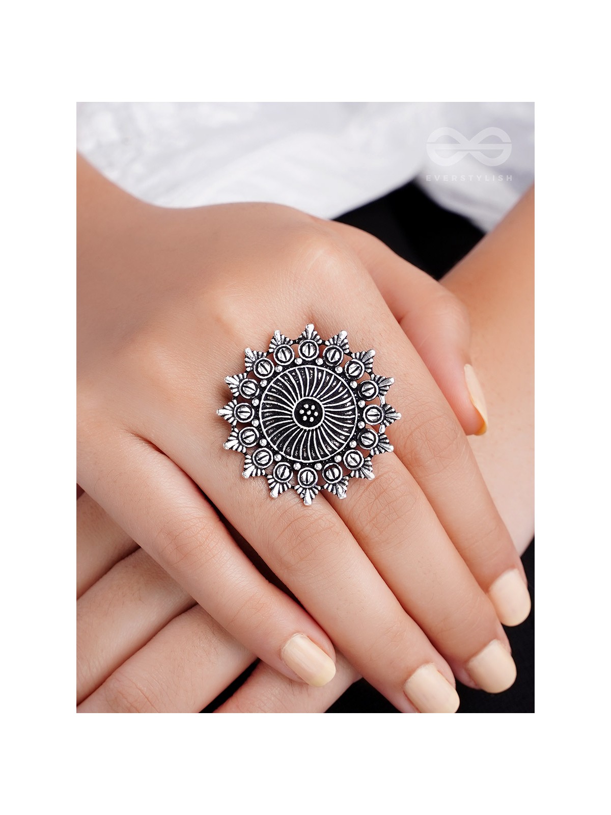 The Foggy Floret - Oxidised Statement Ring