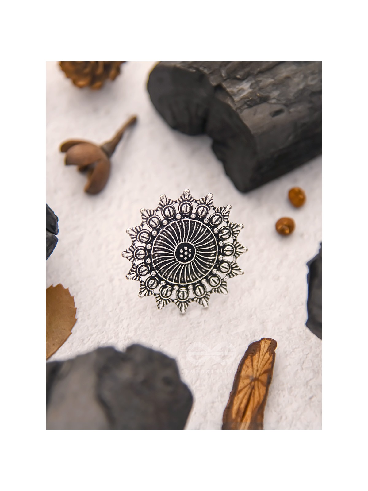 The Foggy Floret - Oxidised Statement Ring