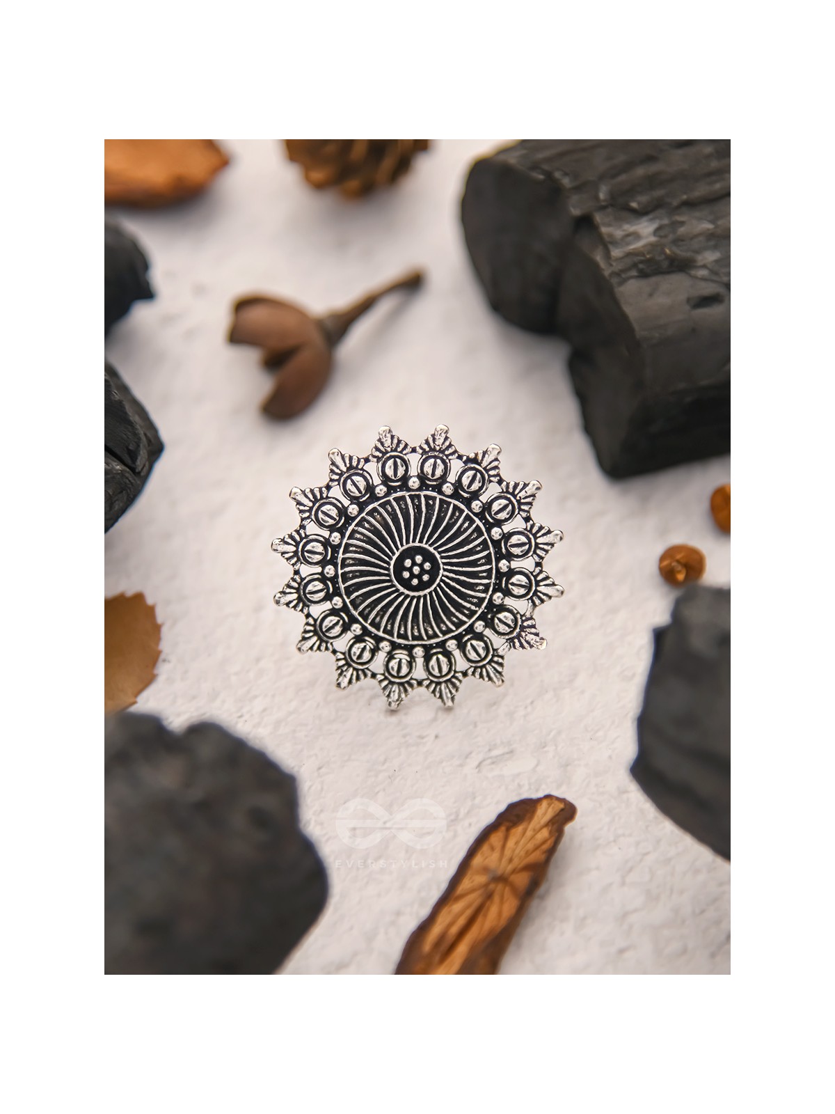 The Foggy Floret - Oxidised Statement Ring