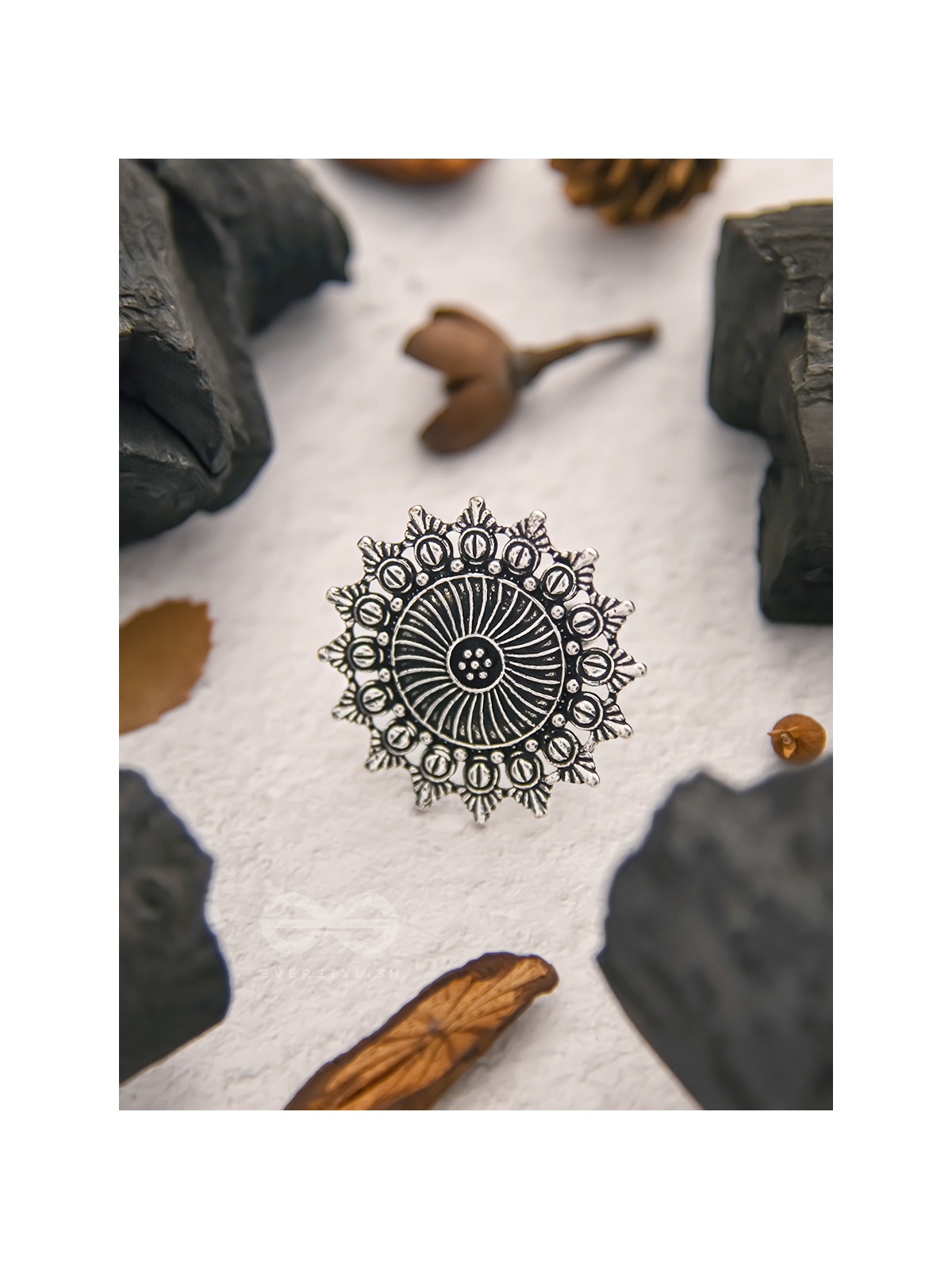 The Foggy Floret - Oxidised Statement Ring