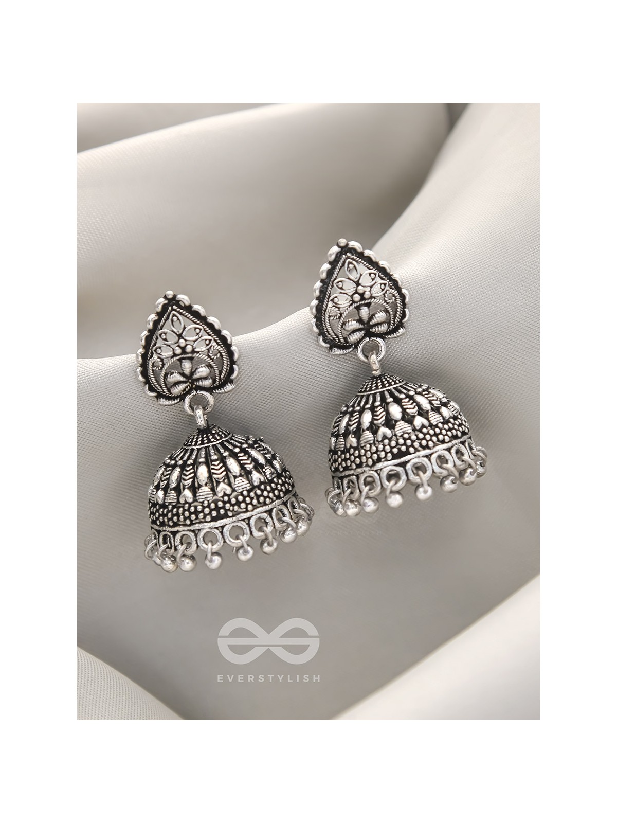 Hearts and Flowers- Brass Jhumka Earrings