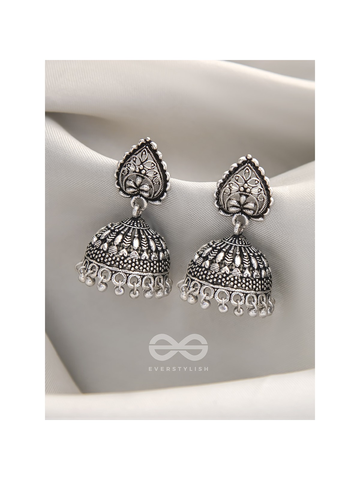 Hearts and Flowers- Brass Jhumka Earrings
