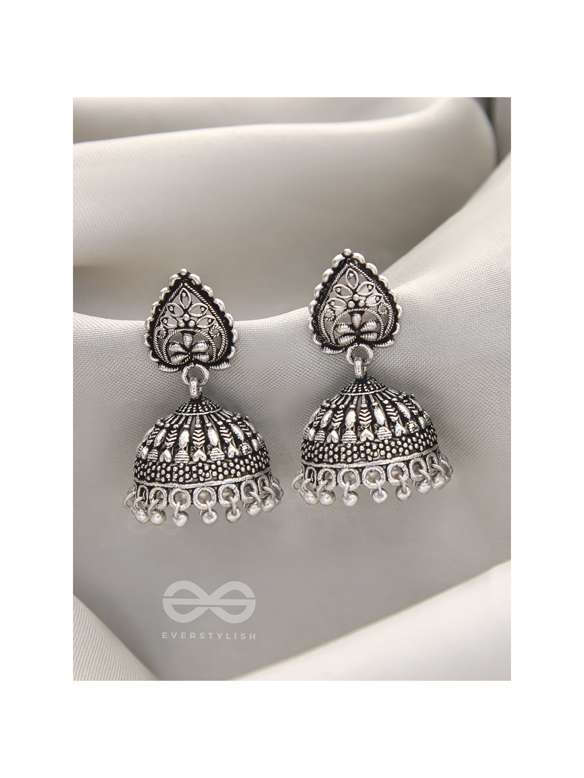 Hearts and Flowers- Brass Jhumka Earrings