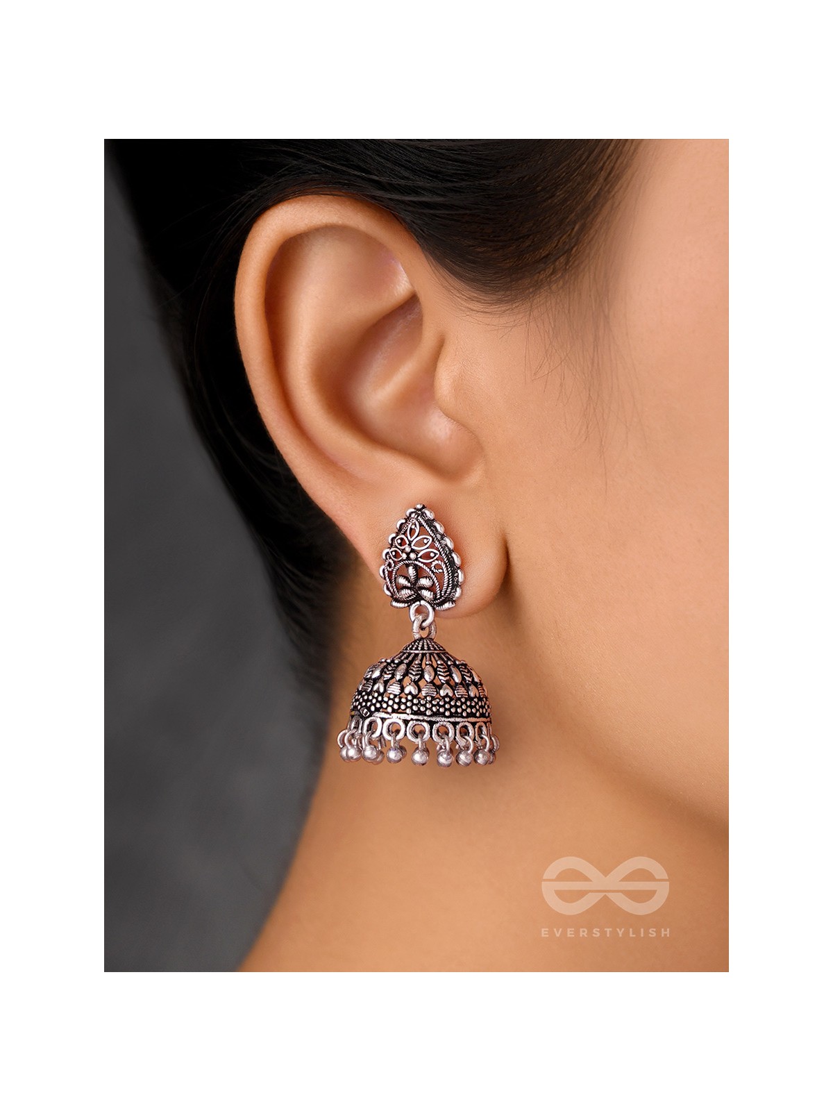 Hearts and Flowers- Brass Jhumka Earrings