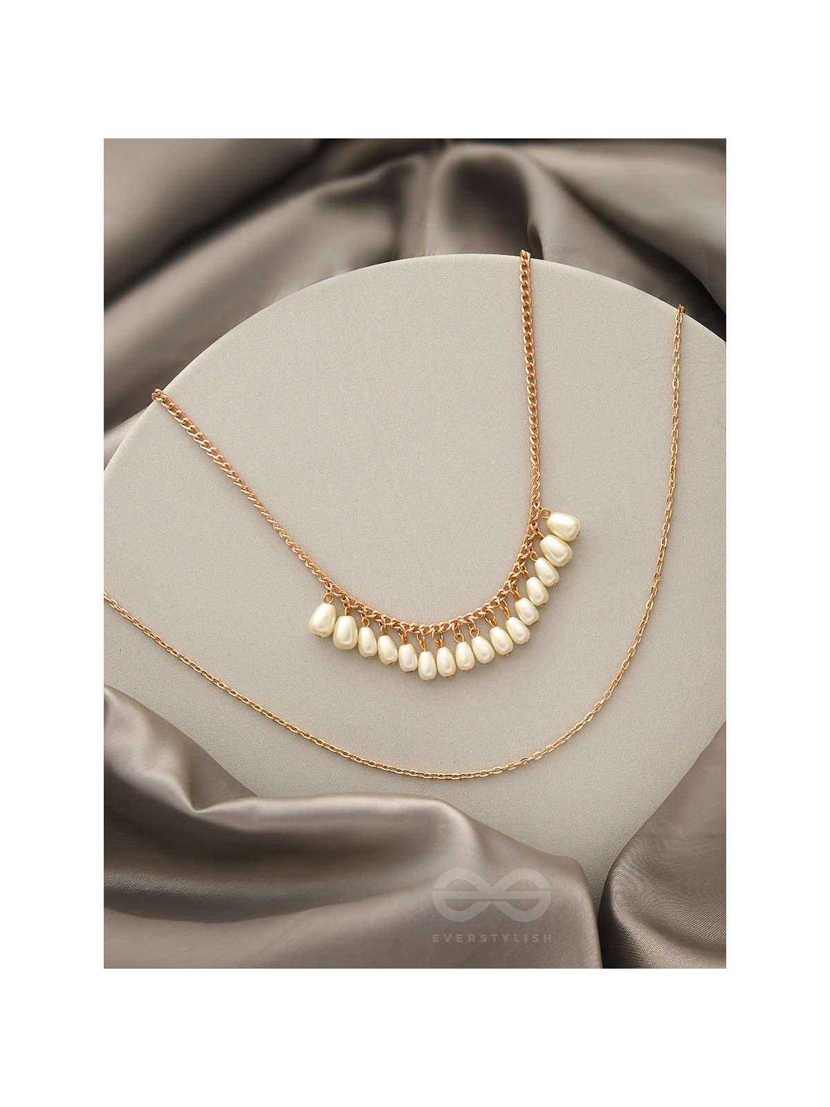 The Rain Shower- Golden Layered Pearl Necklace With Anti-Tarnish Coating 
