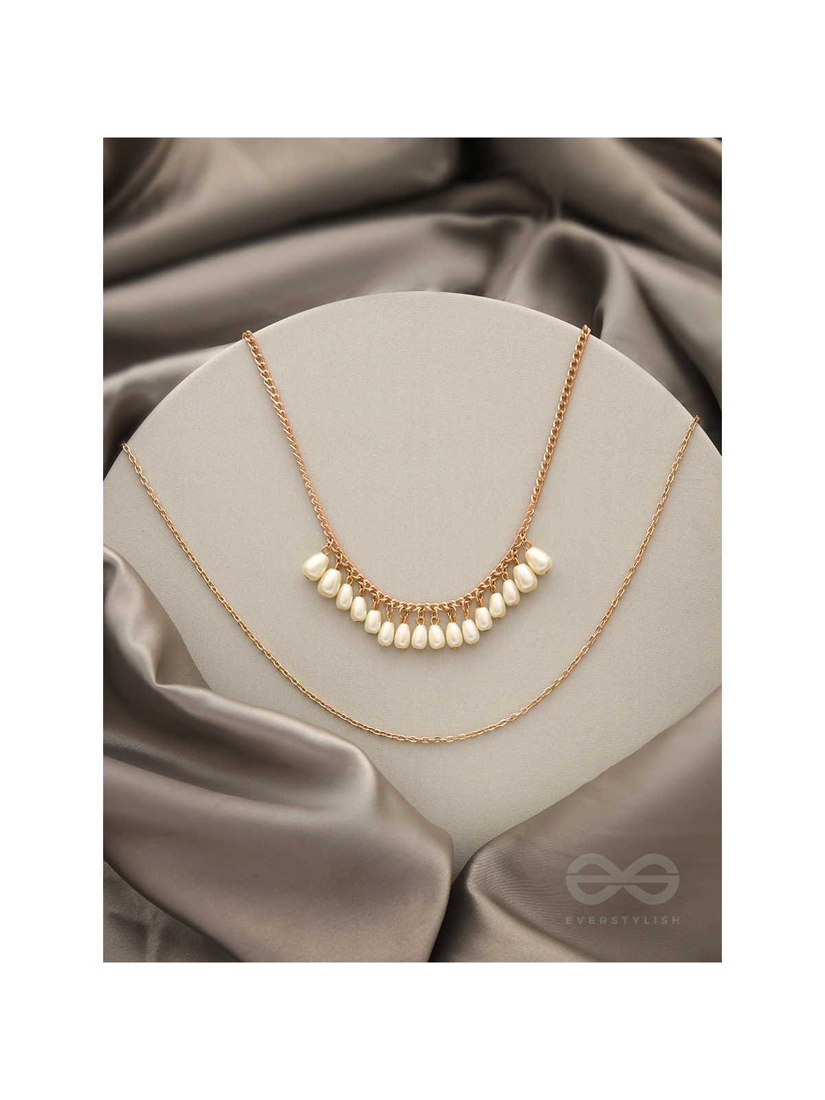The Rain Shower- Golden Layered Pearl Necklace With Anti-Tarnish Coating 