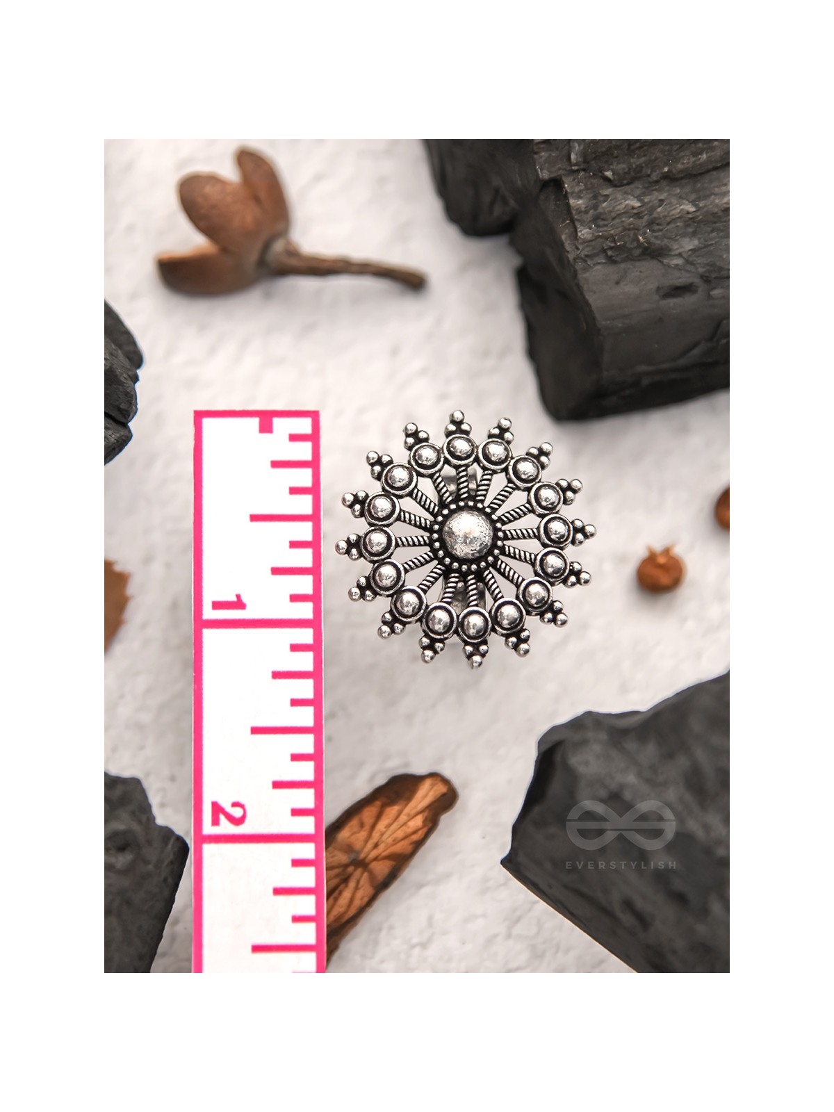 The Moon Glare- Oxidised Statement Ring