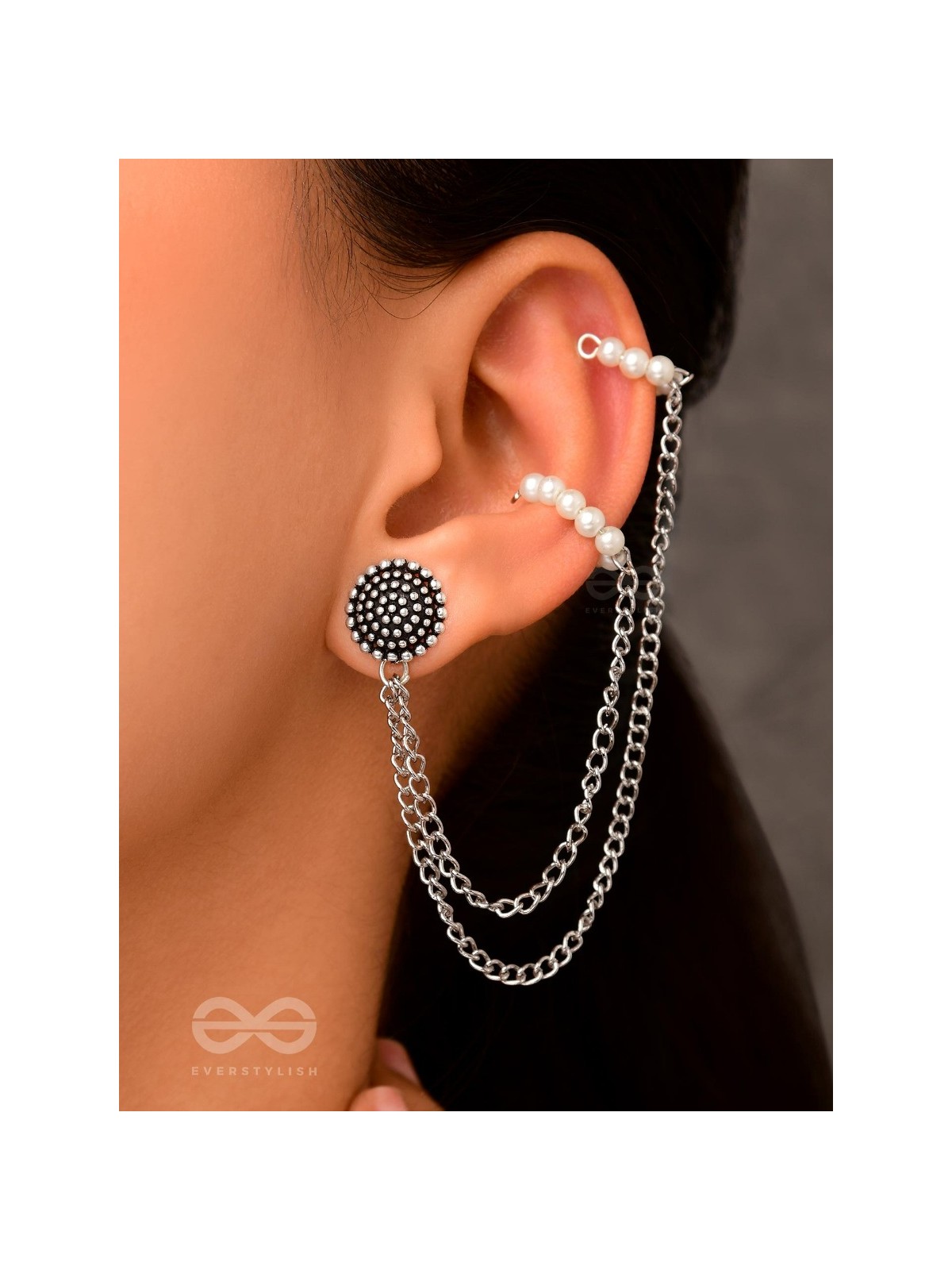 The Falling Stars- Oxidised Beads Earcuff (One Ear)