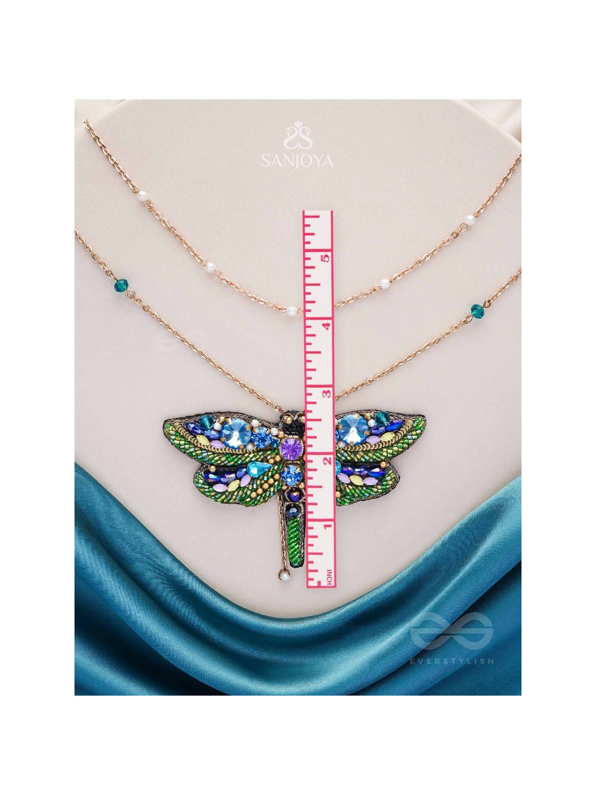 Chitrang- The Colorful Butterfly - Stones And Sequins Embroidered Necklace With Anti-Tarnish Coating 