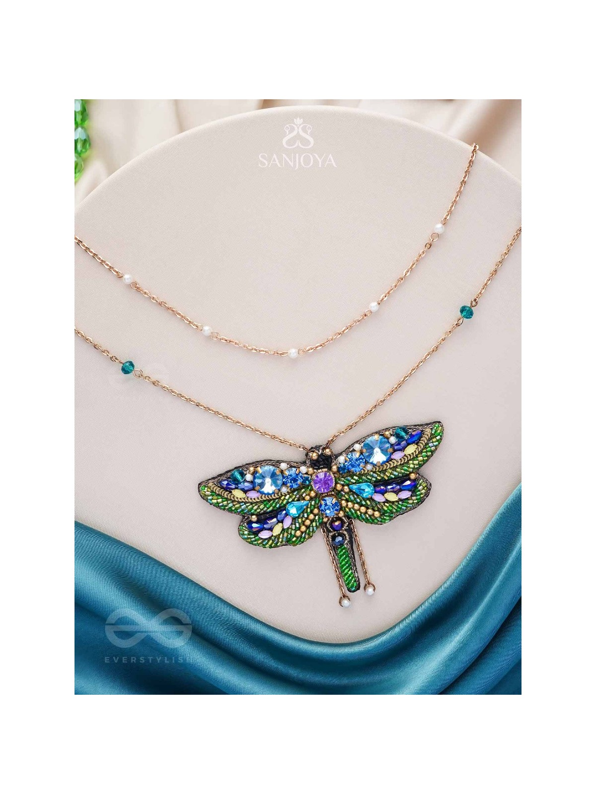 Chitrang- The Colorful Butterfly - Stones And Sequins Embroidered Necklace With Anti-Tarnish Coating 