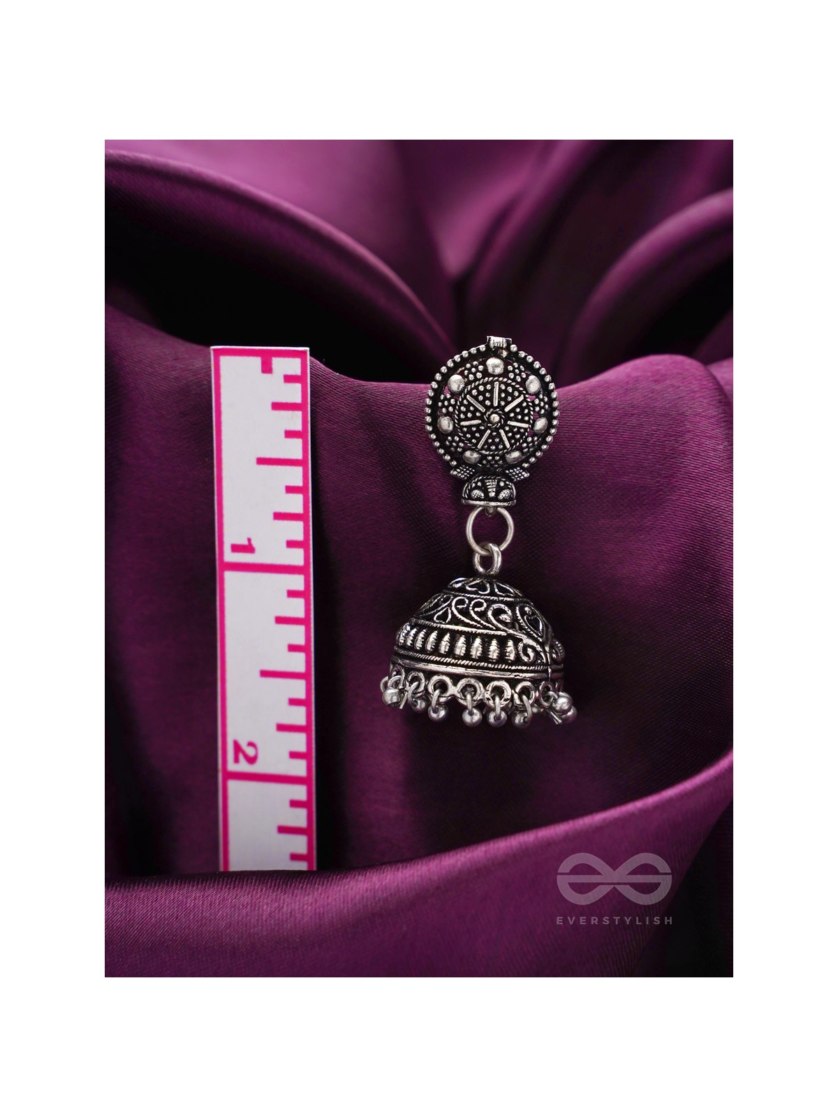 The Silver Sun- Oxidised Jhumka Earrings