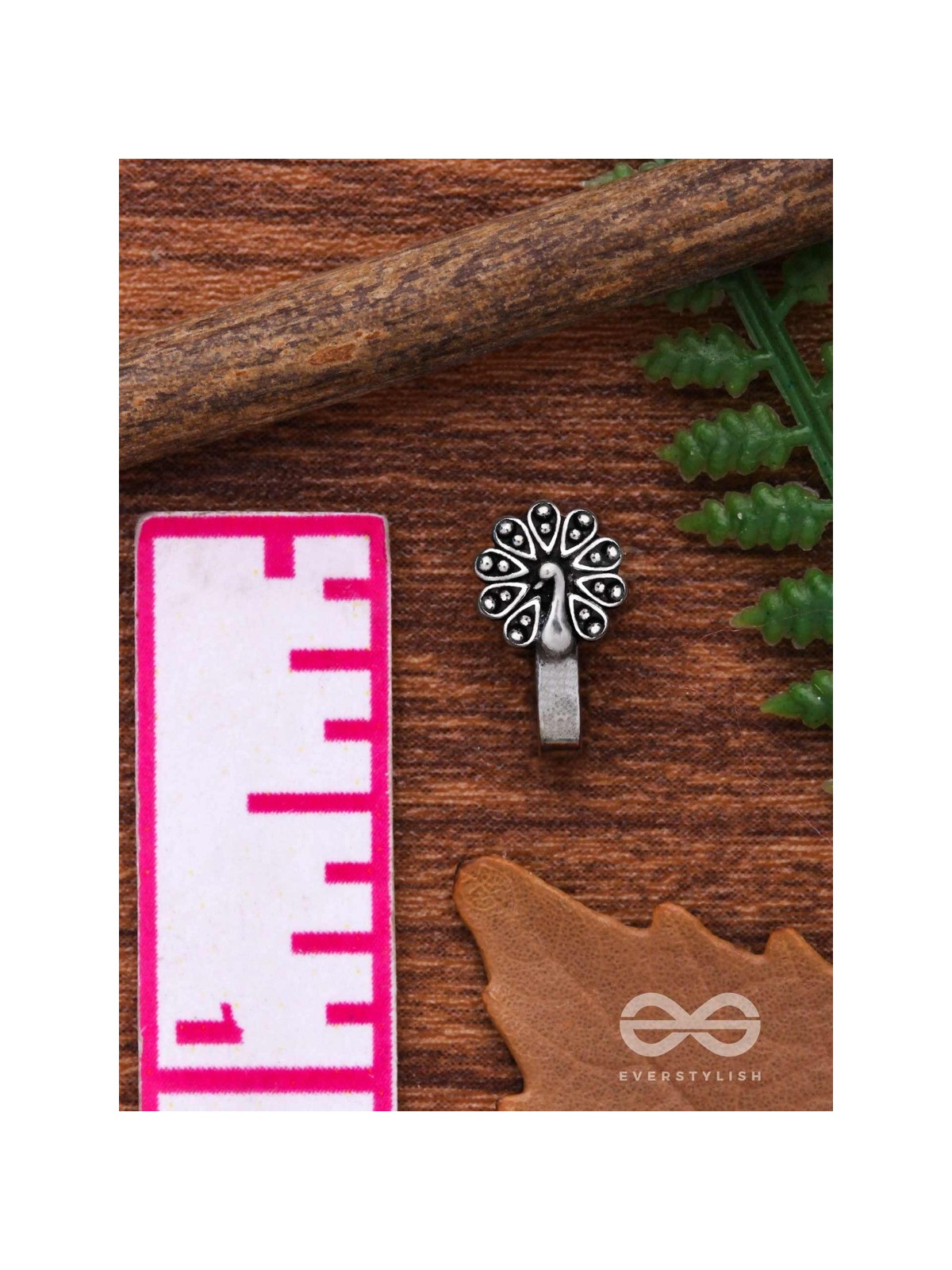 THE DANCING PEACOCK - OXIDISED PRESS-ON NOSEPIN