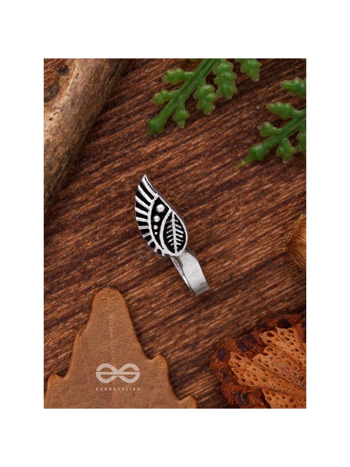 LEAFY WHISPERS - OXIDISED NON-PIERCED NOSERING