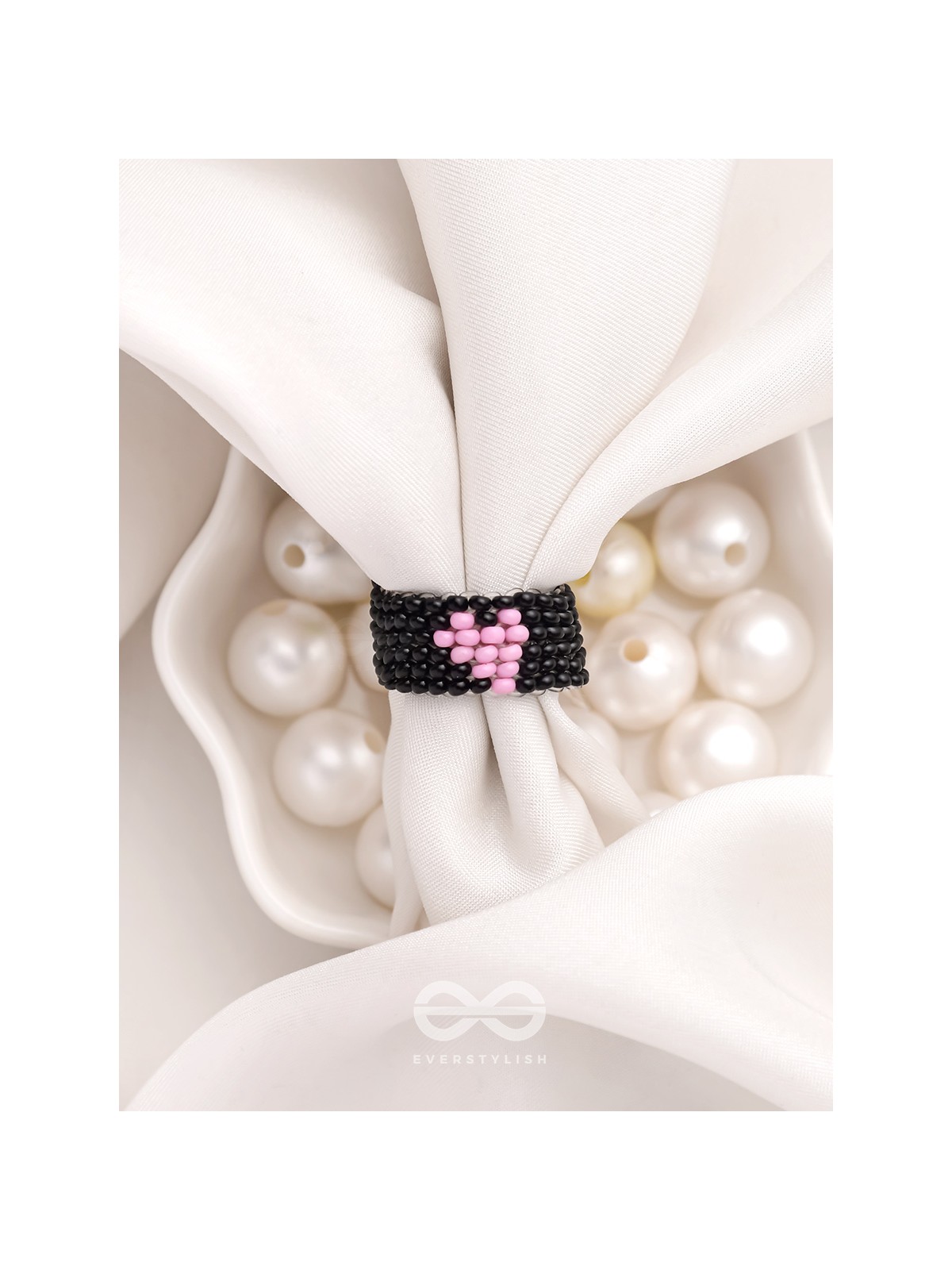 The Midnight Sky- Black Beaded Ring