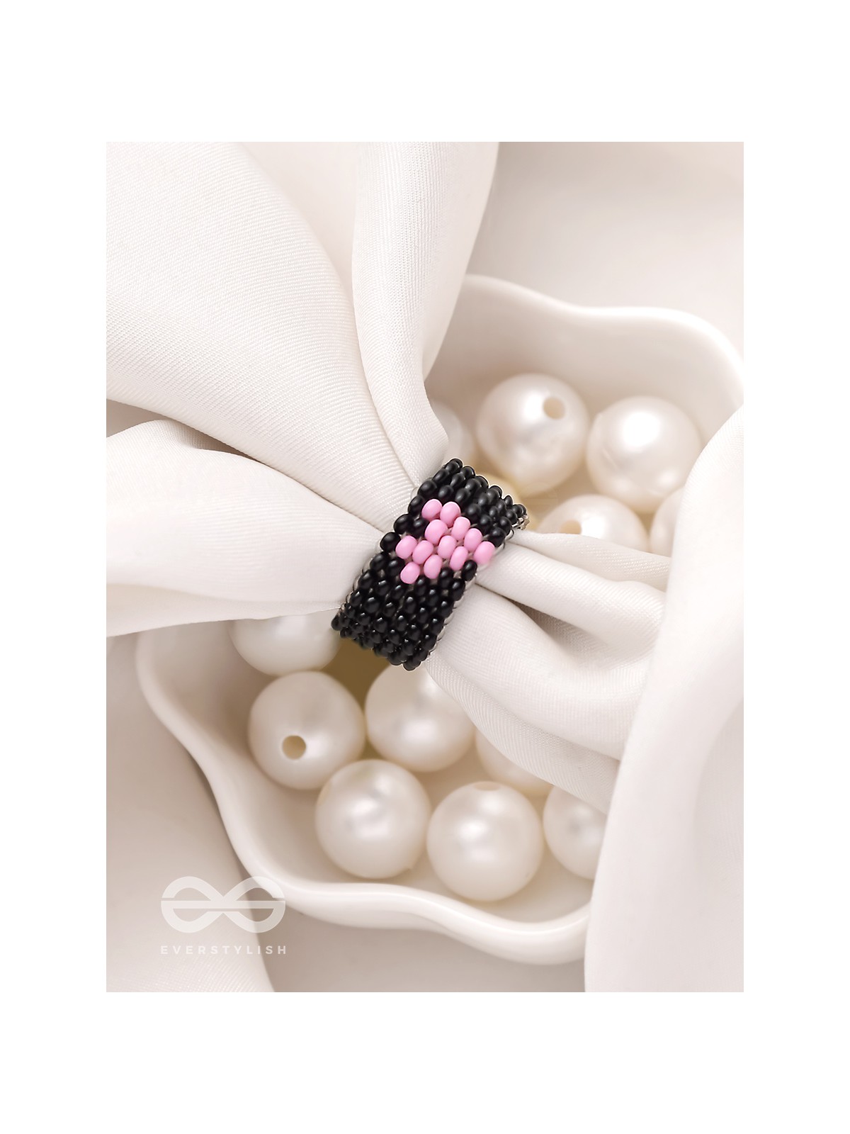 The Midnight Sky- Black Beaded Ring