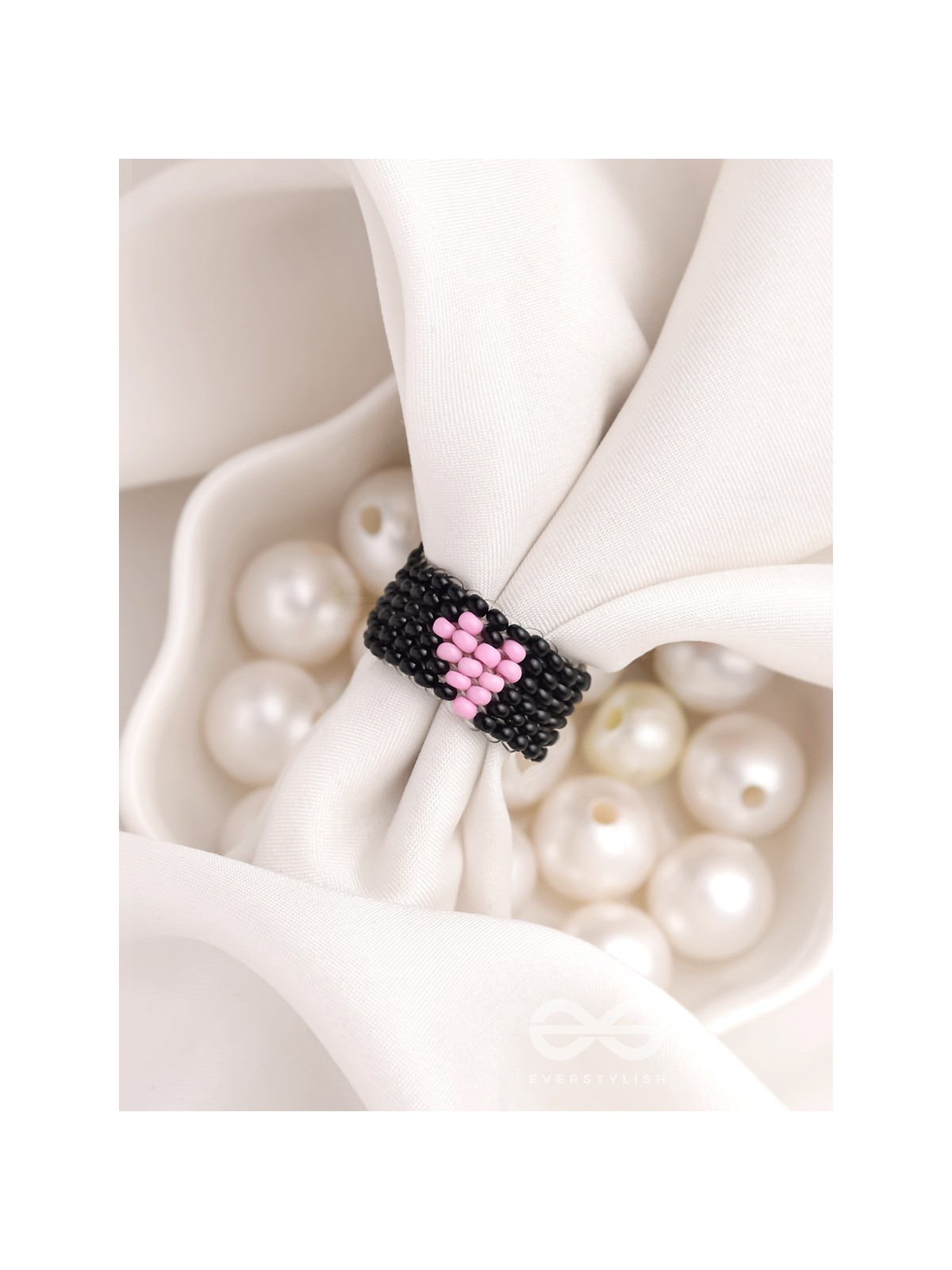 The Midnight Sky- Black Beaded Ring