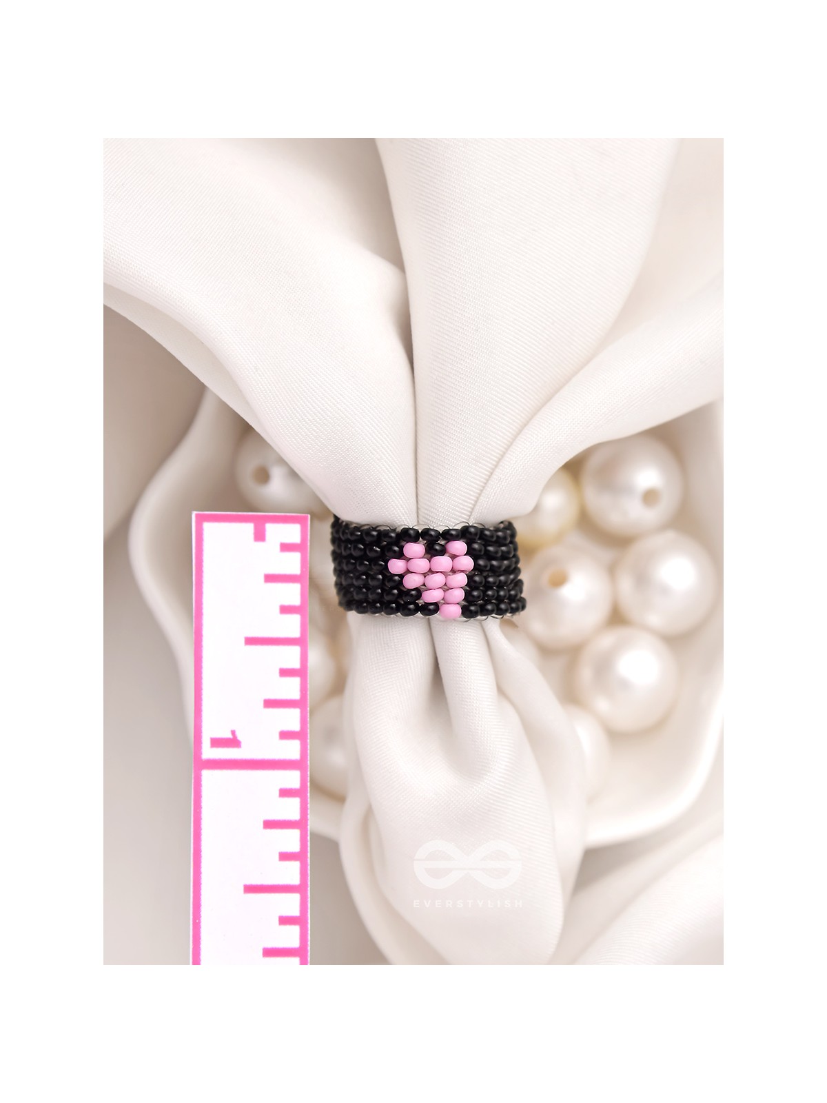 The Midnight Sky- Black Beaded Ring