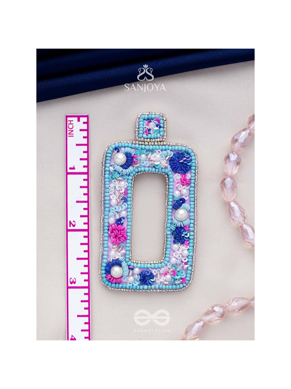 Hiranyada - The Ocean Treasure - Pearls, Beads And Sequins Hand Embroidered Earrings