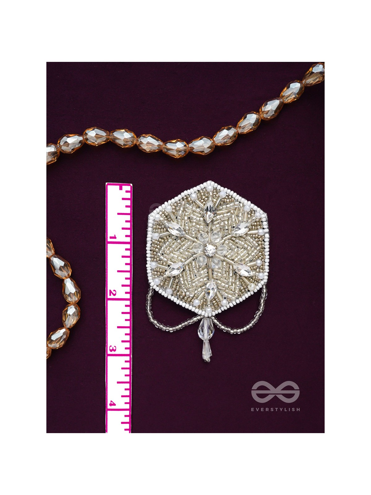 Tuhina- The Pristine Snowflake- Stones and Beads Embroidered Earrings