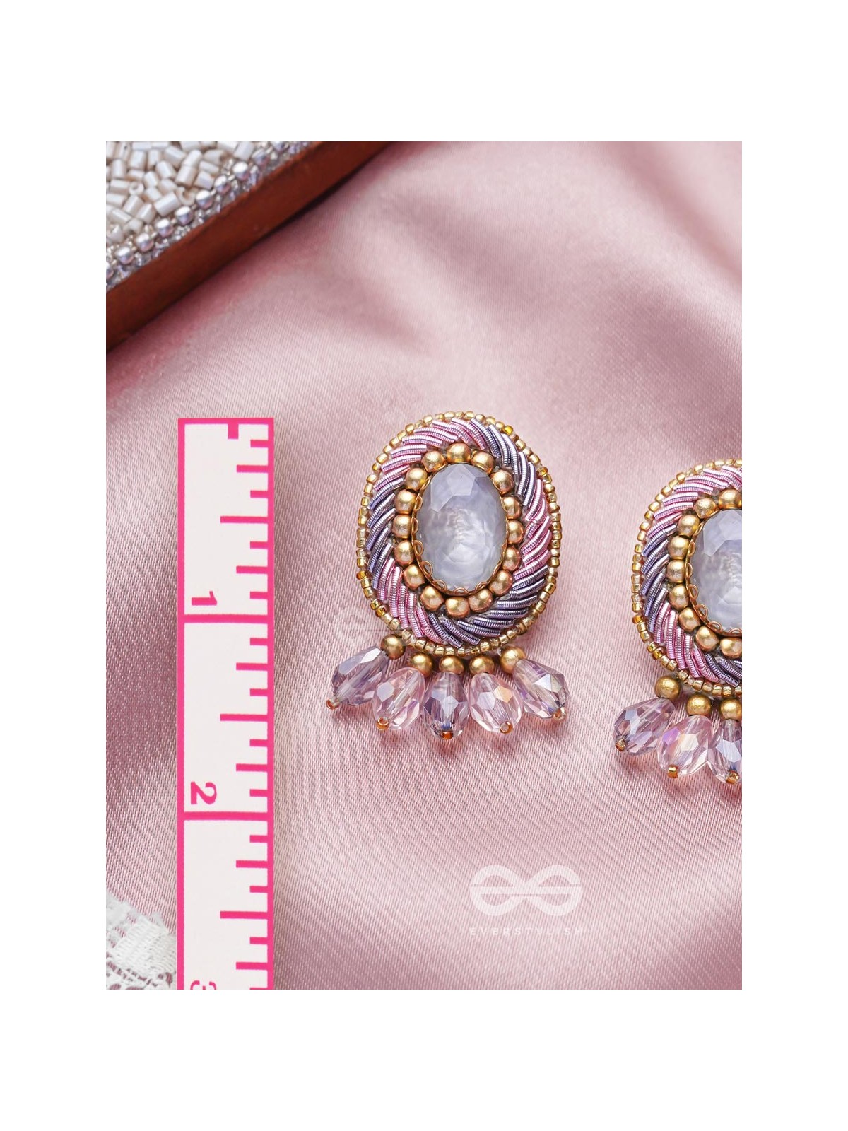 Arkasman- The Crystal Ball- Stones and Beads Embroidered Earrings 