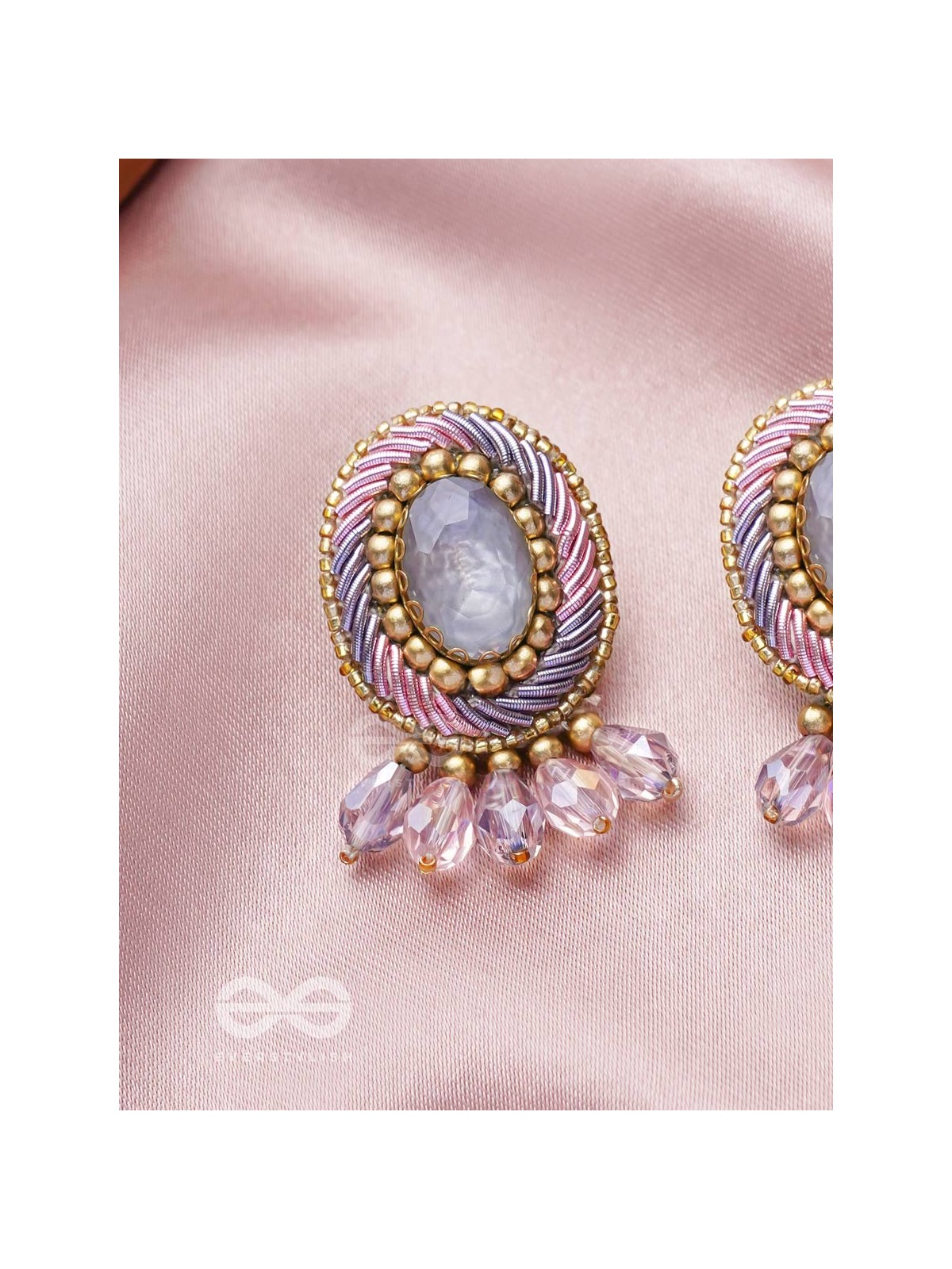 Arkasman- The Crystal Ball- Stones and Beads Embroidered Earrings 